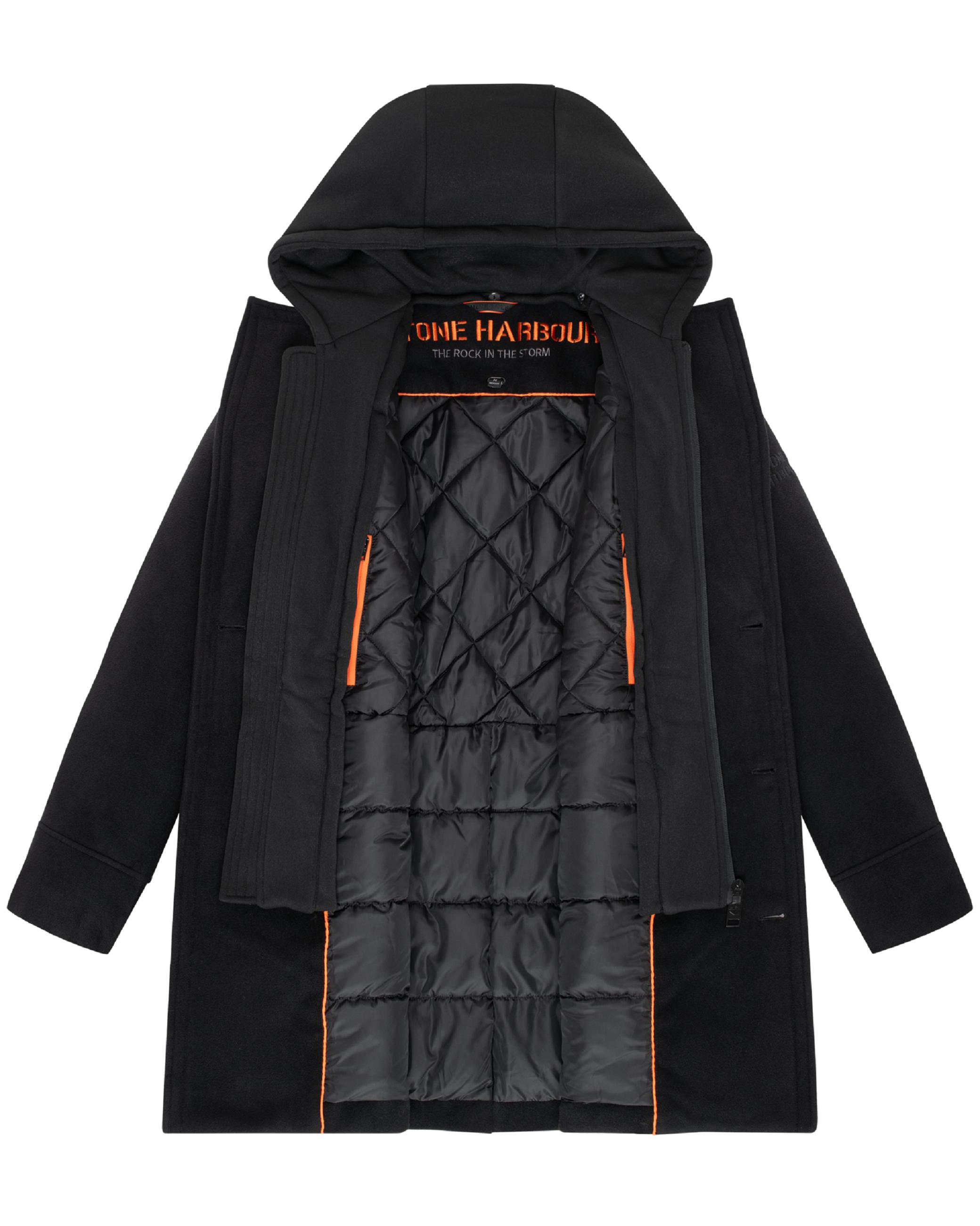 Klassischer Mantel in Wollmantel-Optik mit Kapuze "Darioon XX" Black