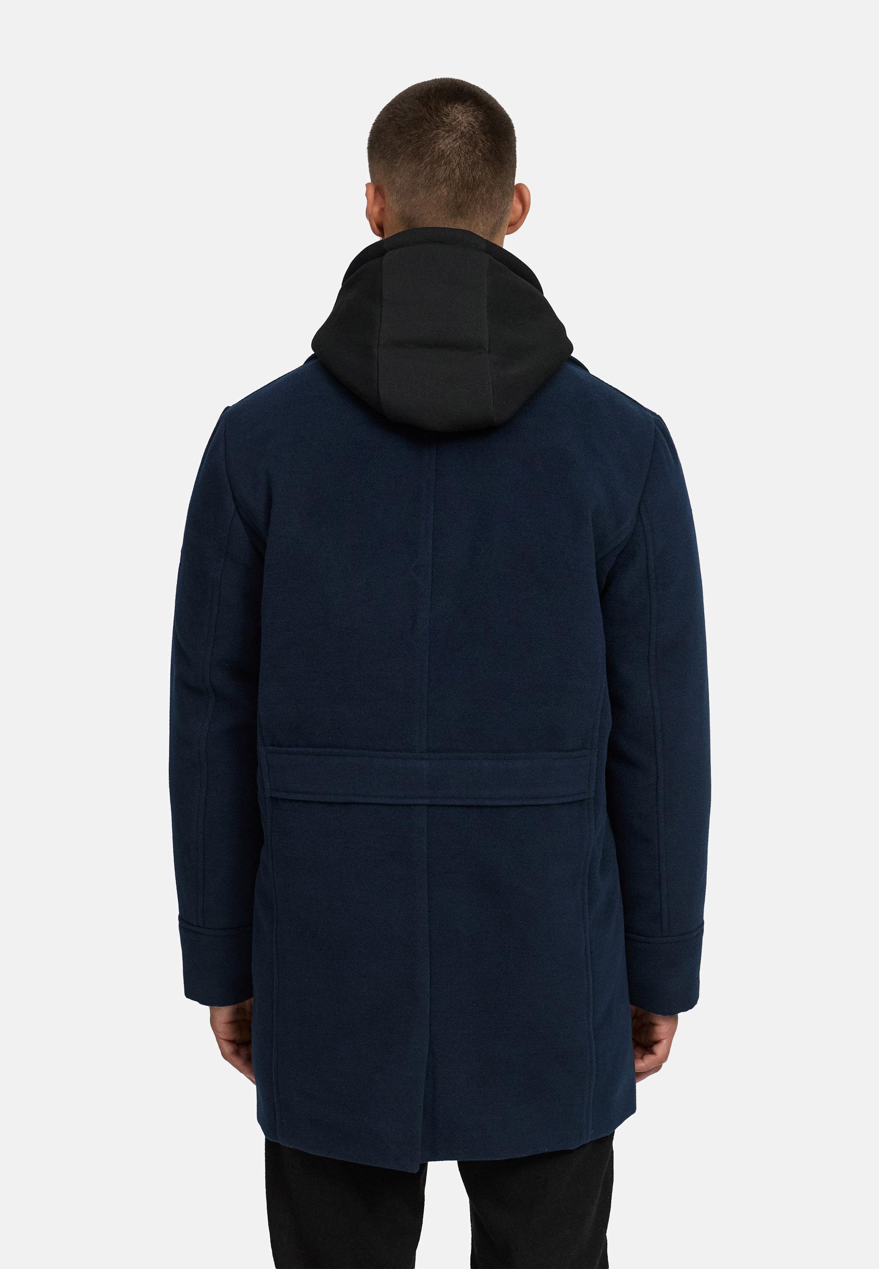 Klassischer Mantel in Wollmantel-Optik mit Kapuze "Darioon XX" Navy