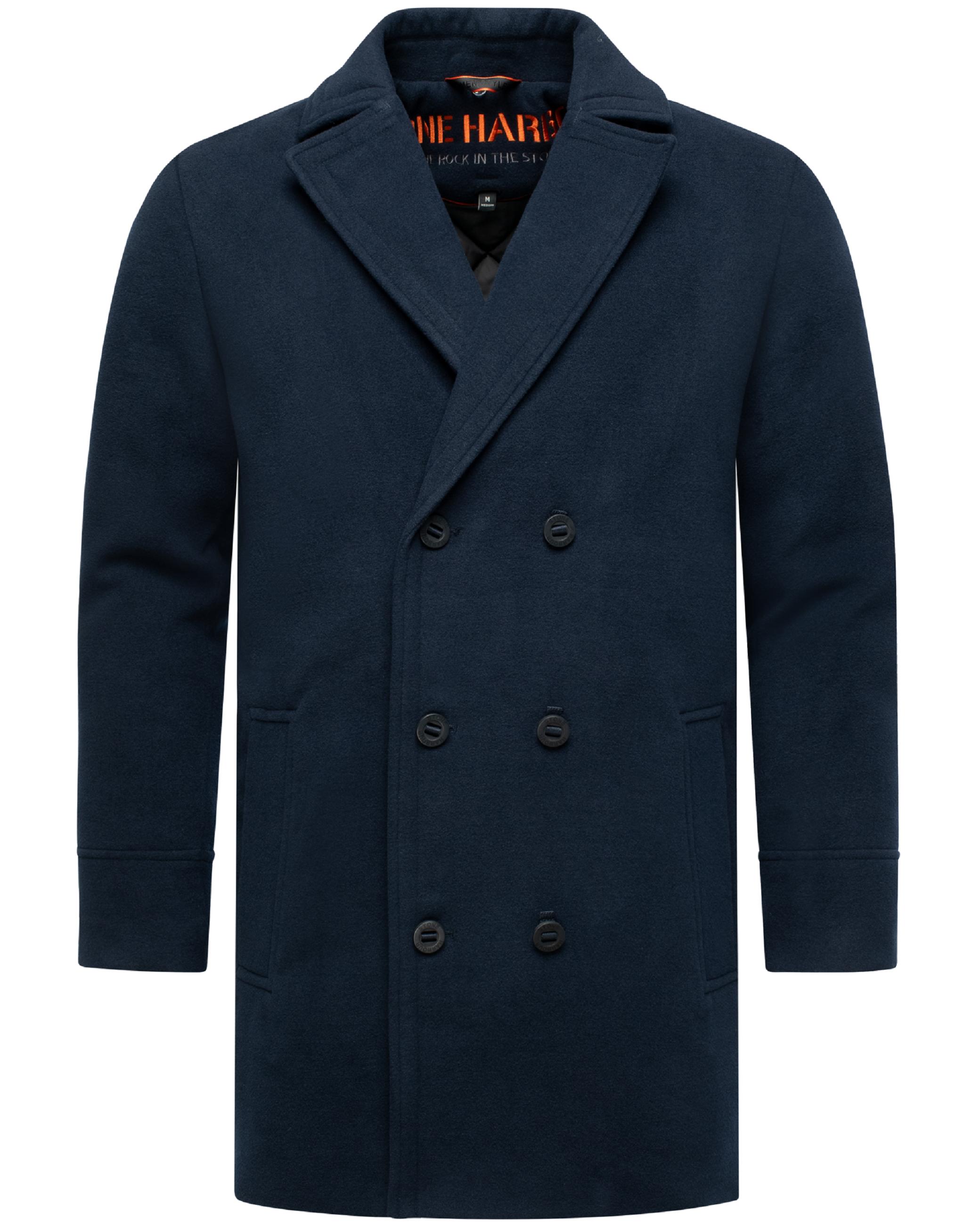 Klassischer Mantel in Wollmantel-Optik mit Kapuze "Darioon XX" Navy