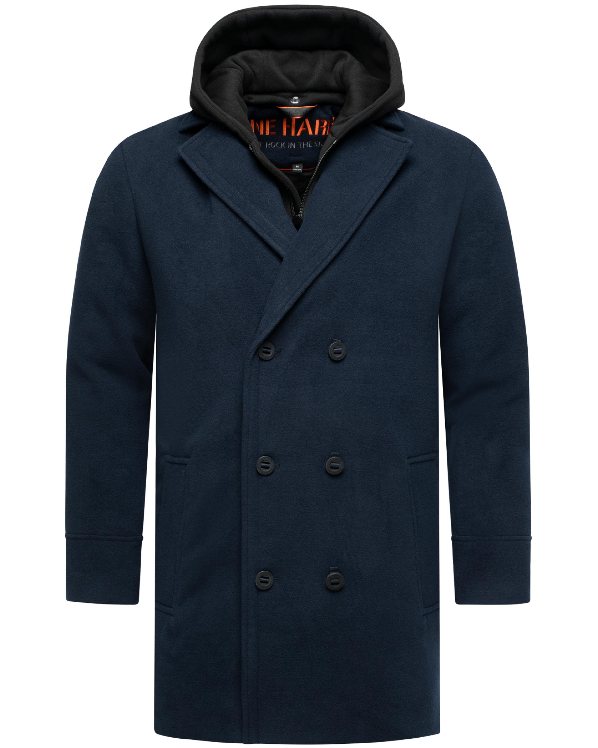 Klassischer Mantel in Wollmantel-Optik mit Kapuze "Darioon XX" Navy