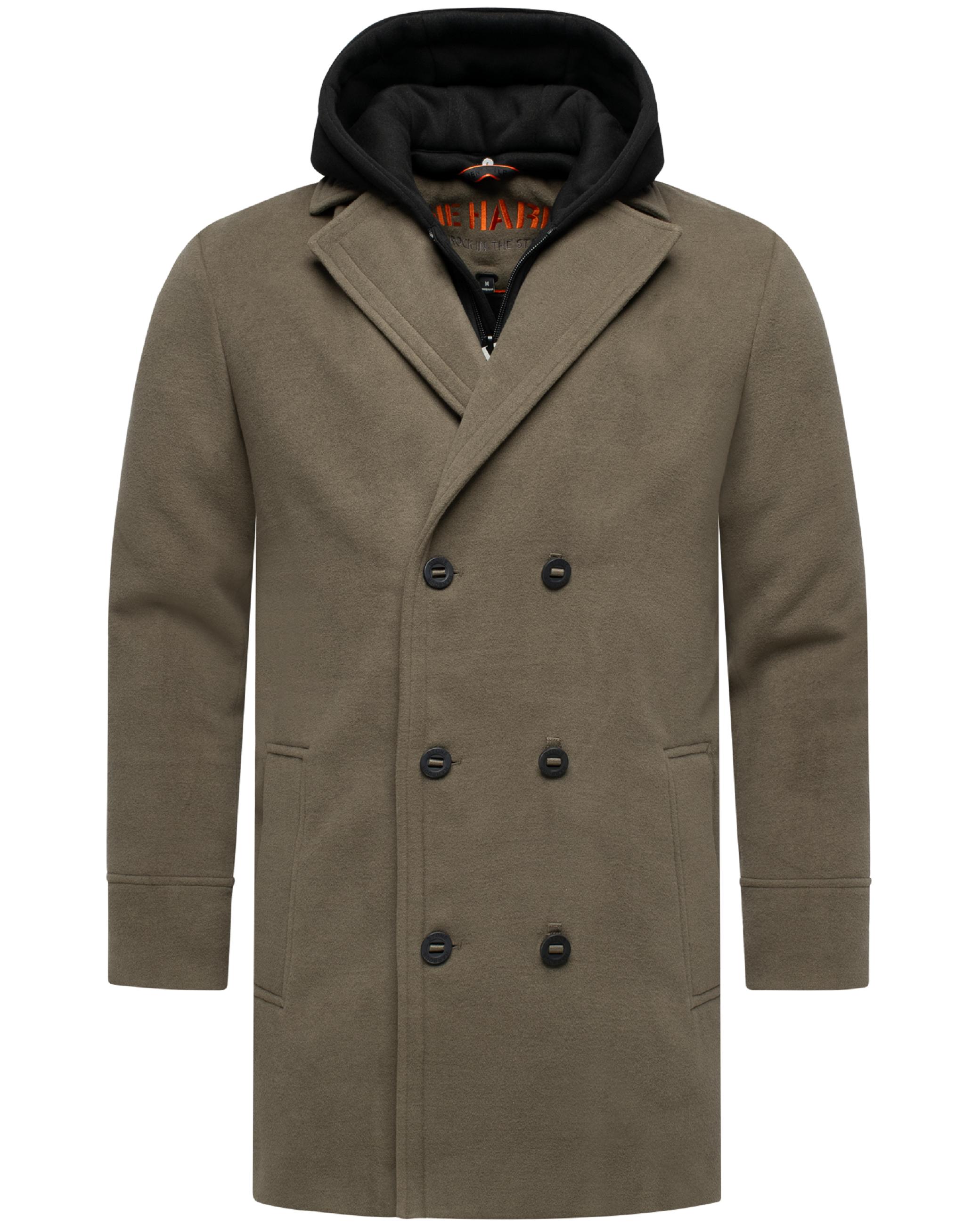 Klassischer Mantel in Wollmantel-Optik mit Kapuze "Darioon XX" Stone Brown