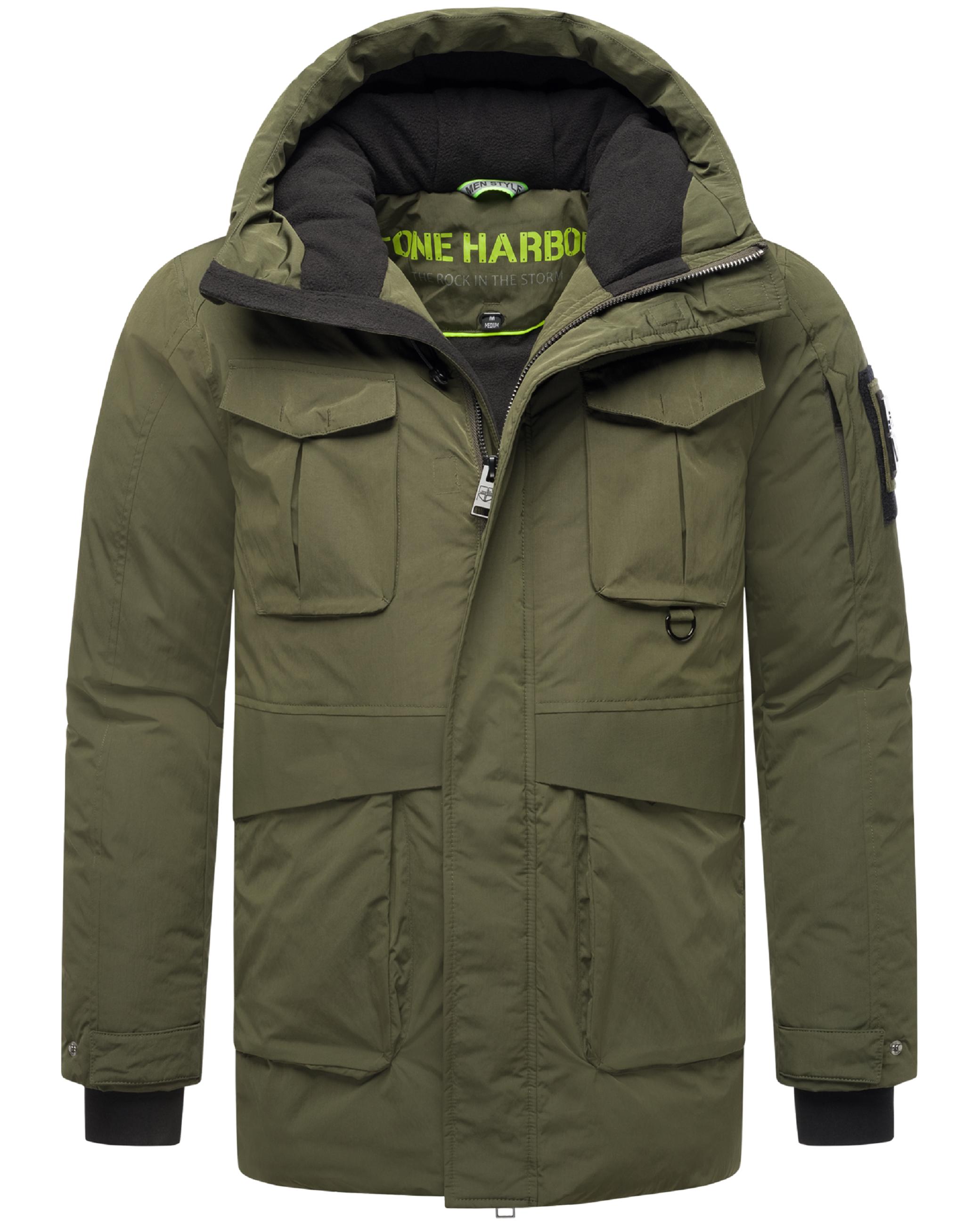 Wasserdichte Winterjacke mit magnetischer Abdeckleiste "Edriik XX" Olive