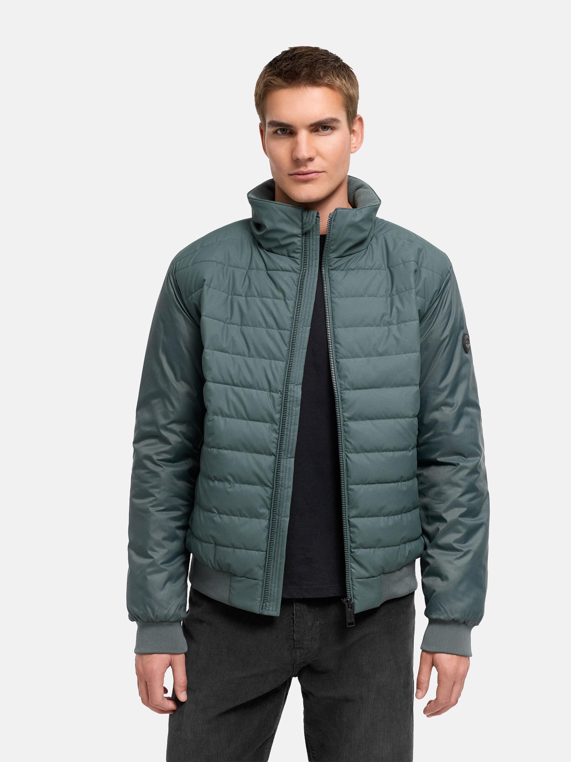 Warme Steppjacke mit hochschließenden Kragen "Eliaam XX" Stone Green