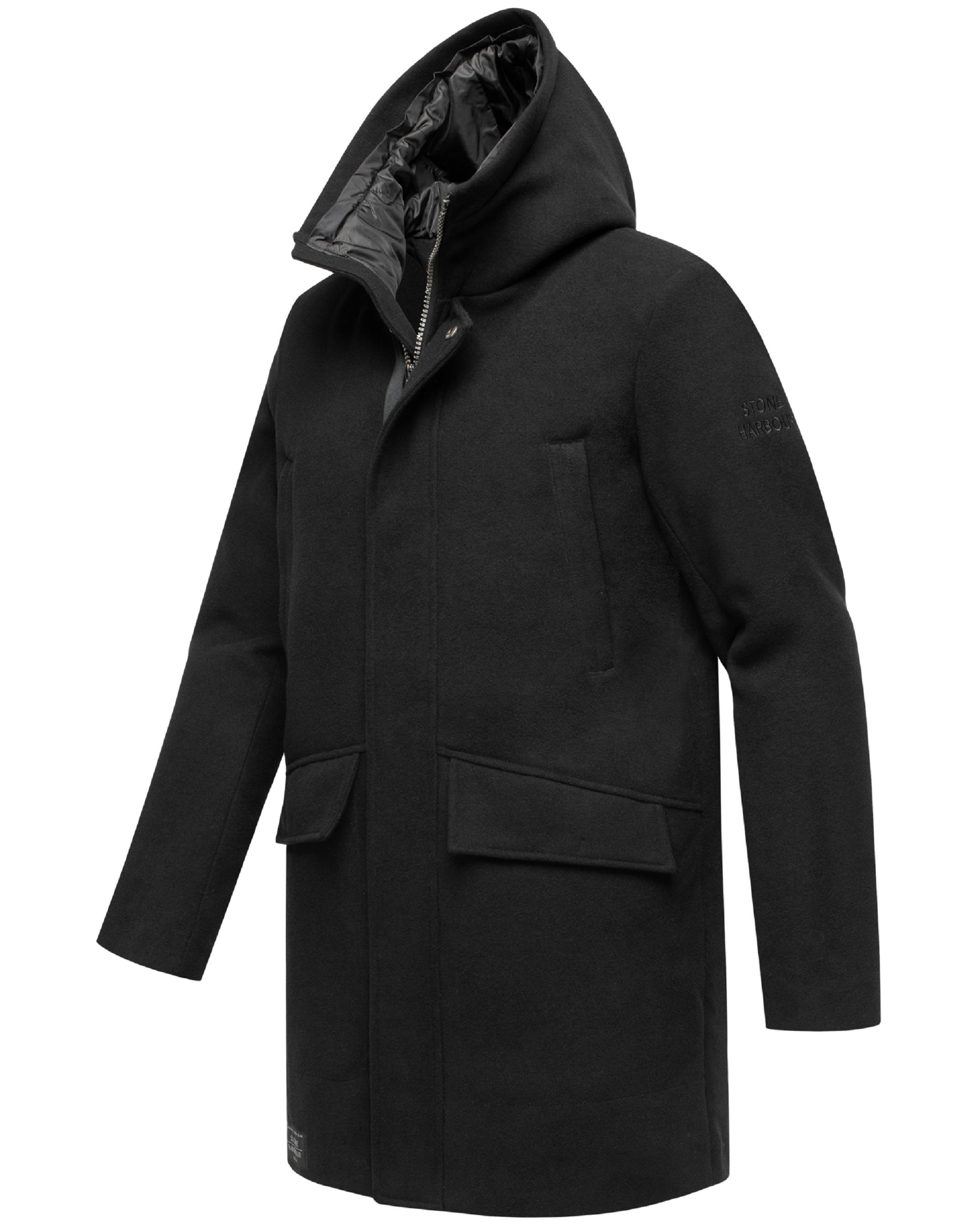 Übergangsmantel in Wolloptik mit Brusttaschen "Fenroos XX" Black