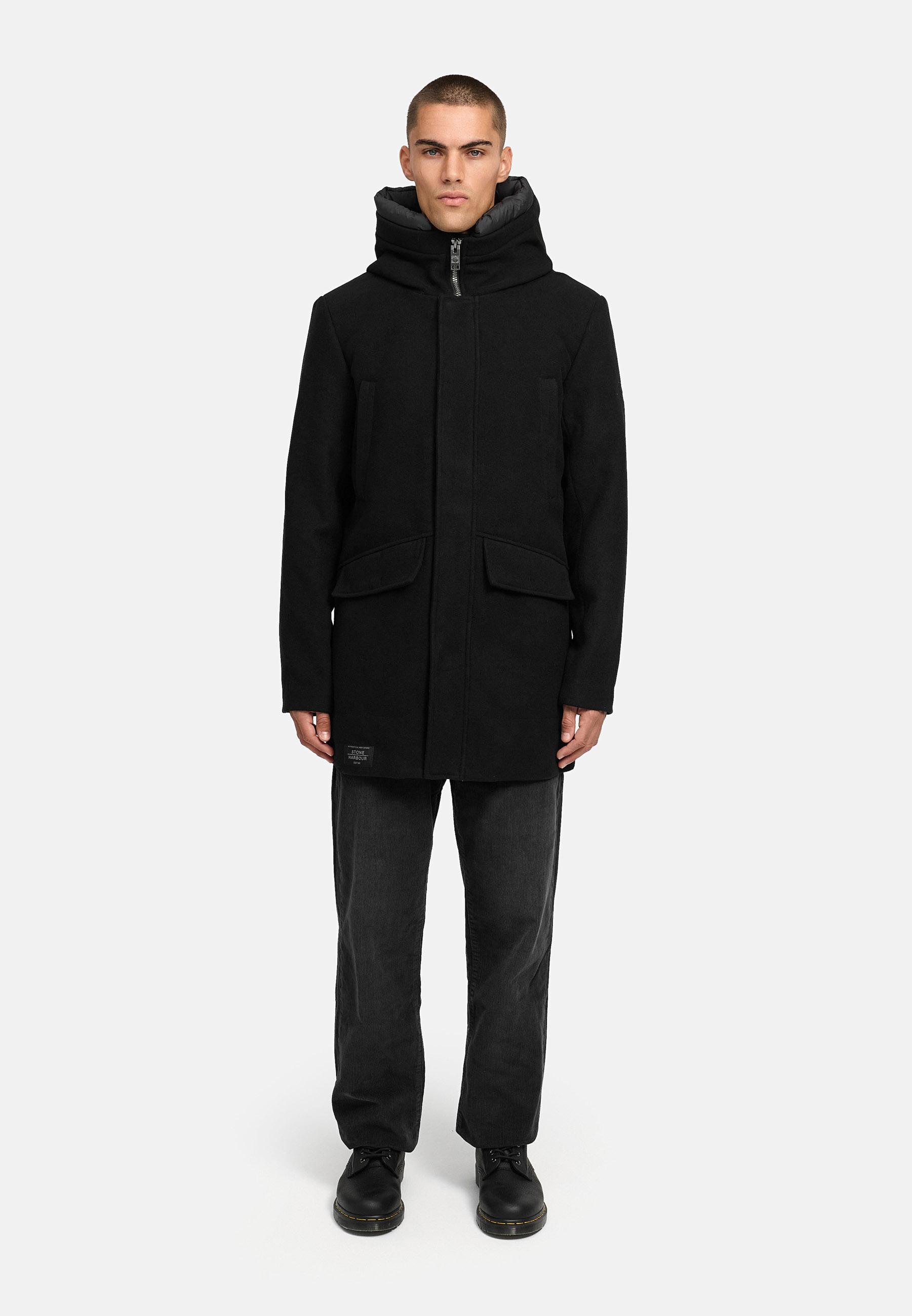 Wintermantel in Wollmantel-Optik mit Brusttaschen "Fenroos XX" Black