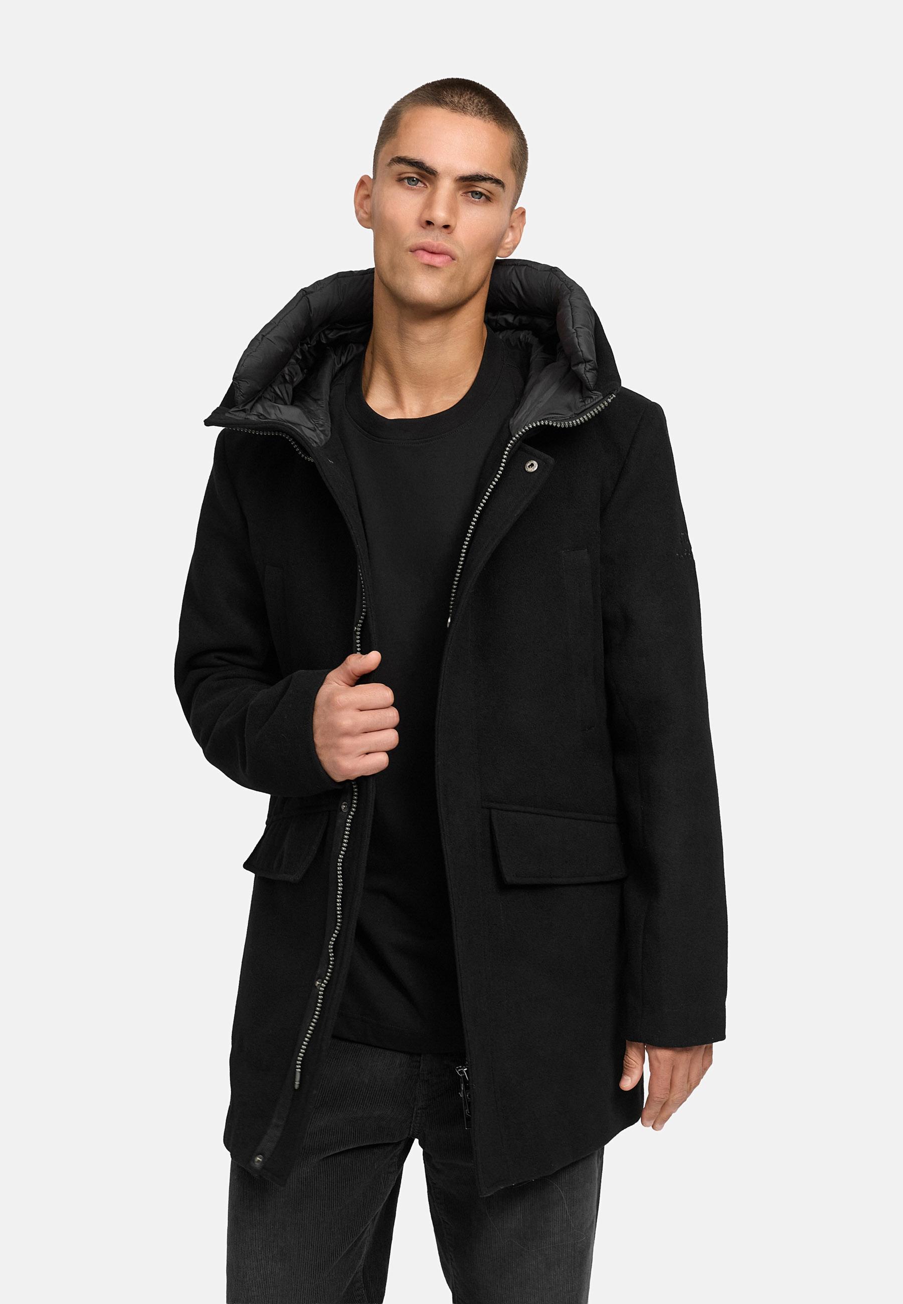 Wintermantel in Wollmantel-Optik mit Brusttaschen "Fenroos XX" Black
