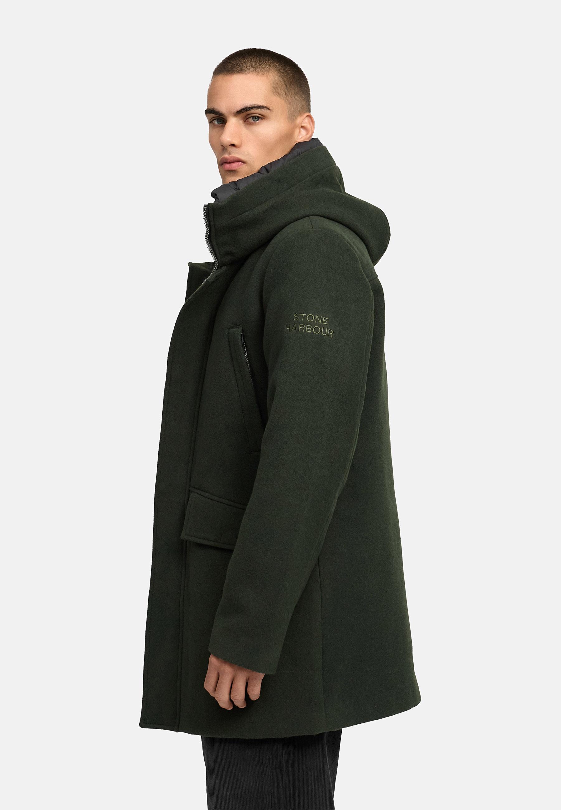 Wintermantel in Wollmantel-Optik mit Brusttaschen "Fenroos XX" Dark Olive