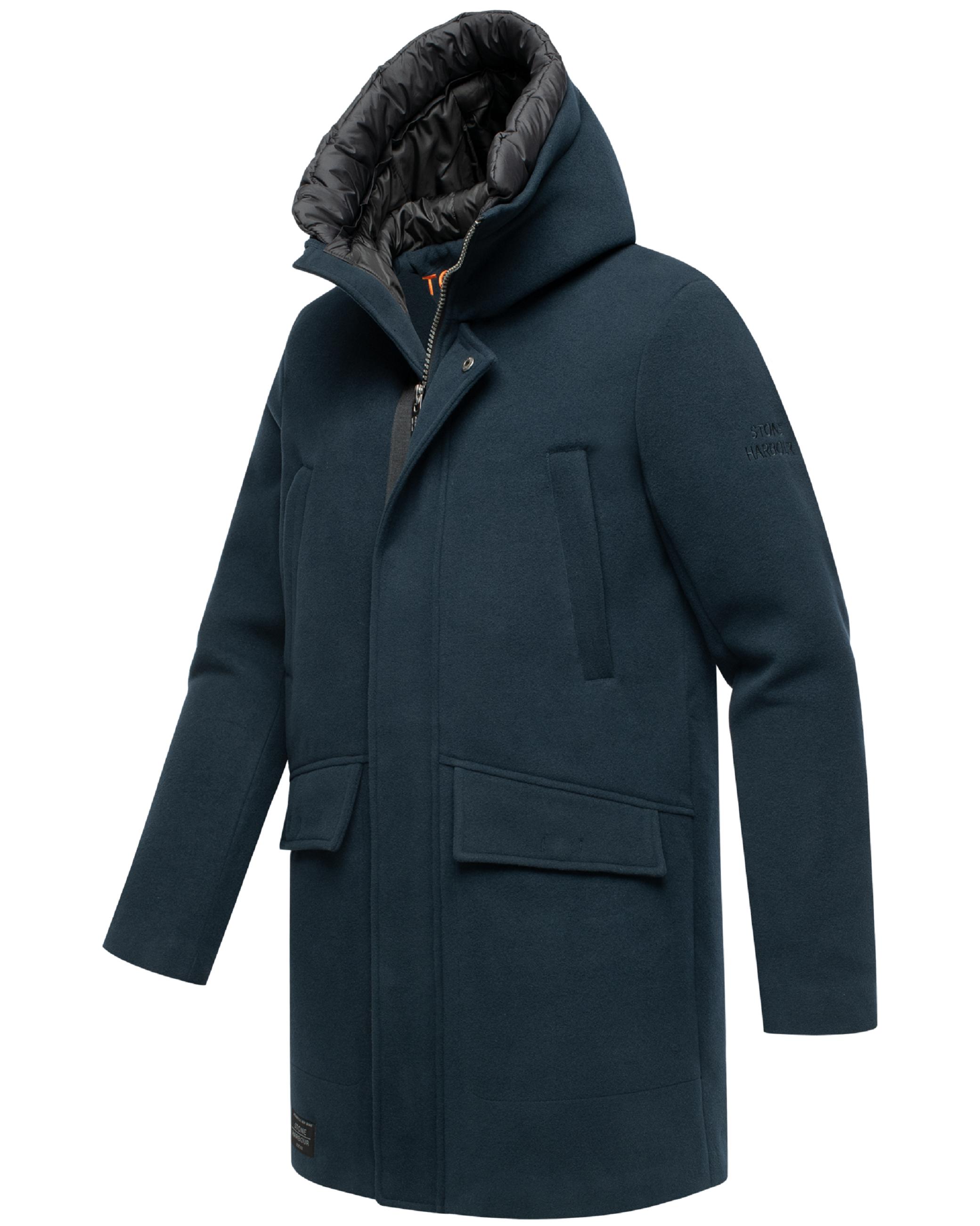 Übergangsmantel in Wolloptik mit Brusttaschen "Fenroos XX" Navy