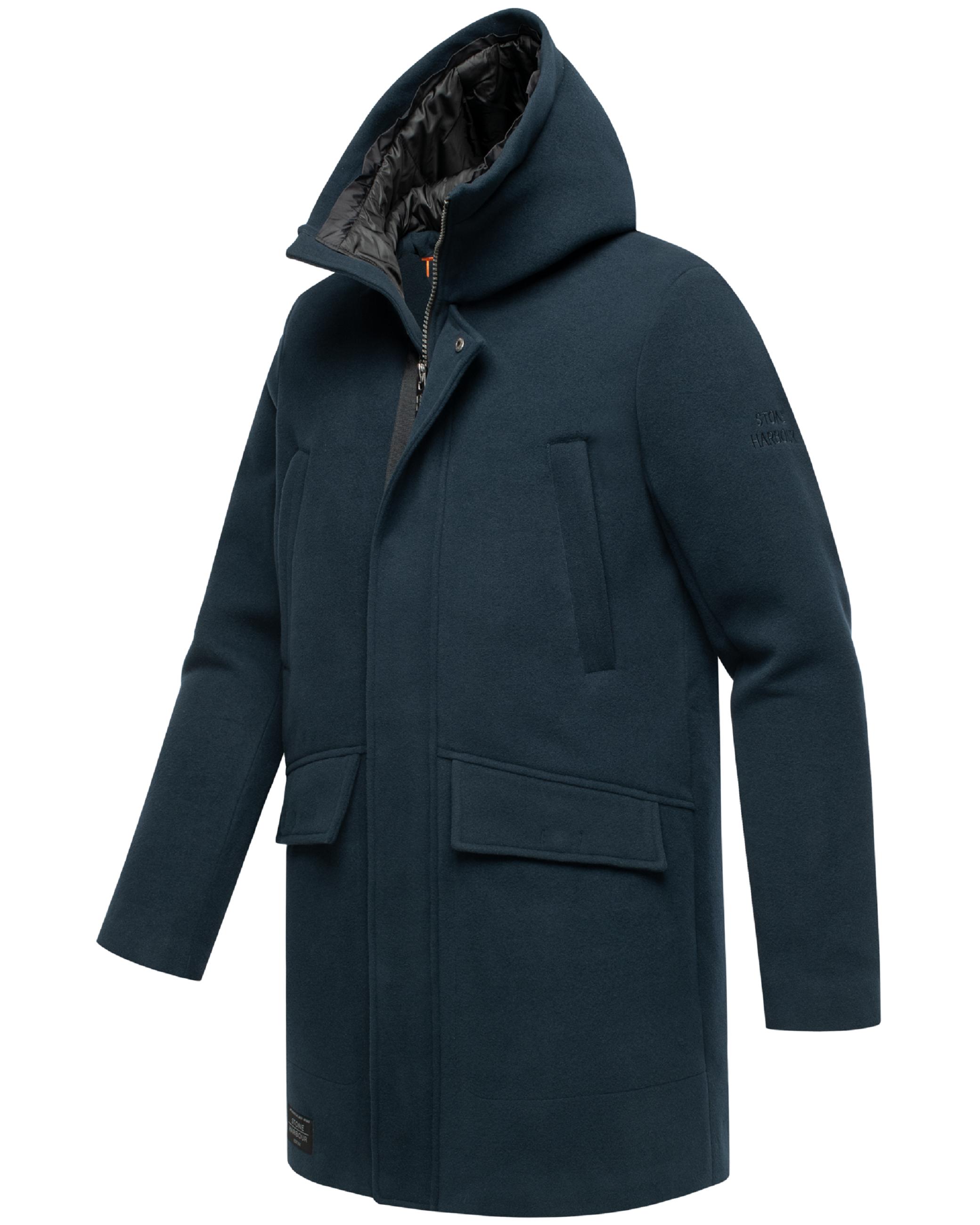 Übergangsmantel in Wolloptik mit Brusttaschen "Fenroos XX" Navy
