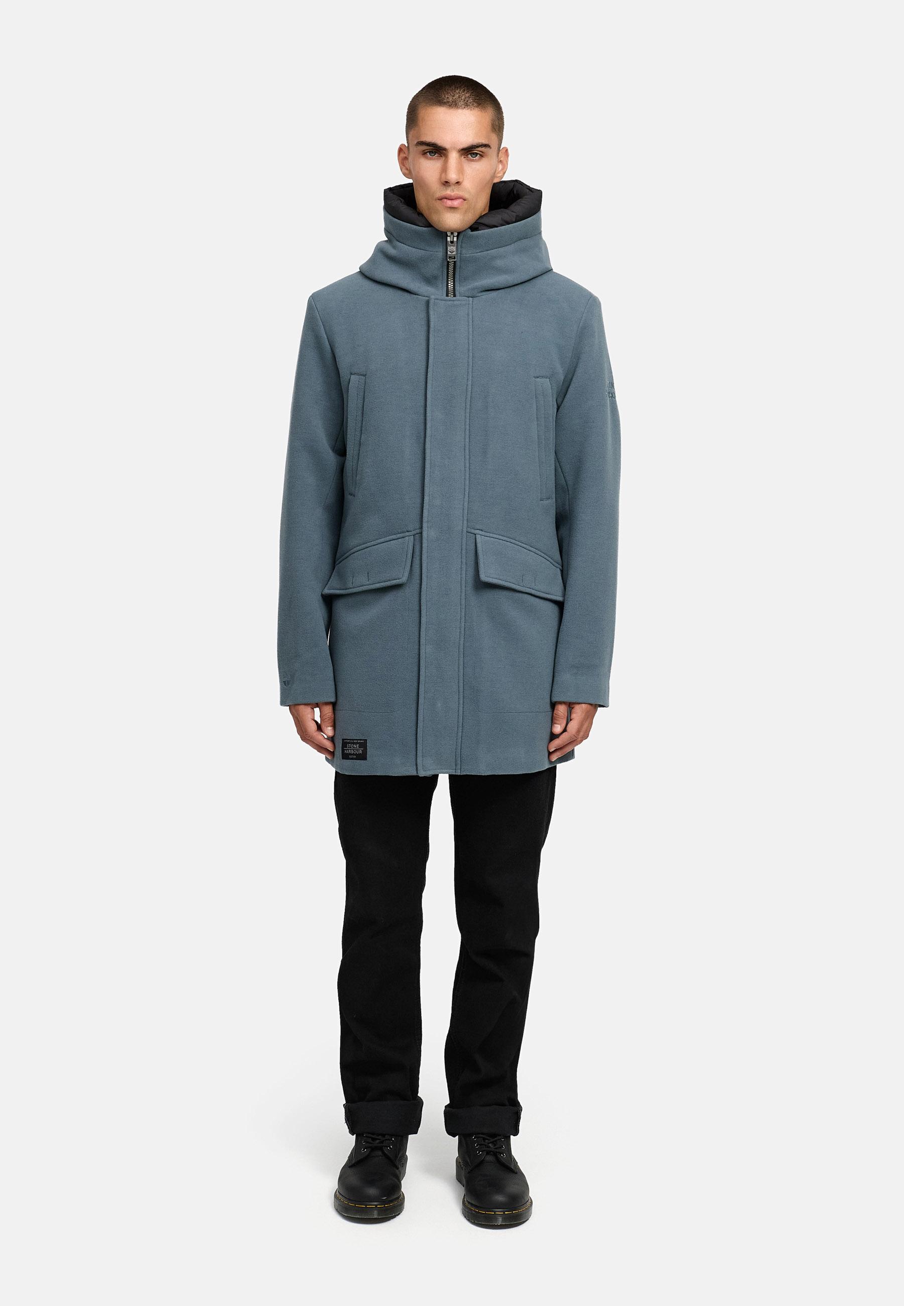 Wintermantel in Wollmantel-Optik mit Brusttaschen "Fenroos XX" Stormy Blue