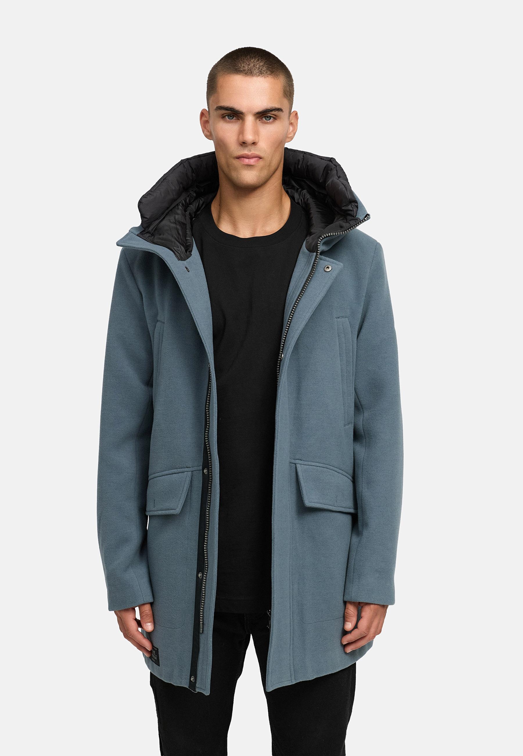 Wintermantel in Wollmantel-Optik mit Brusttaschen "Fenroos XX" Stormy Blue