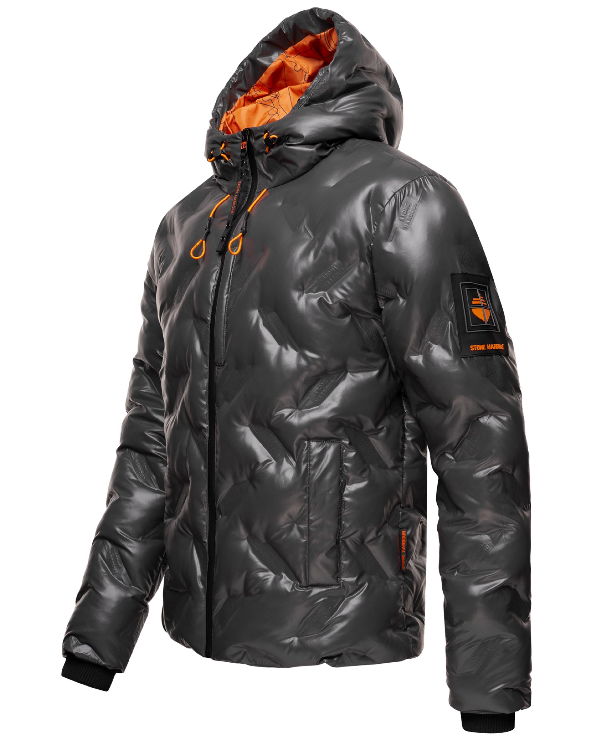 Glänzende Winterjacke mit Kapuze "Geroo" Anthracite