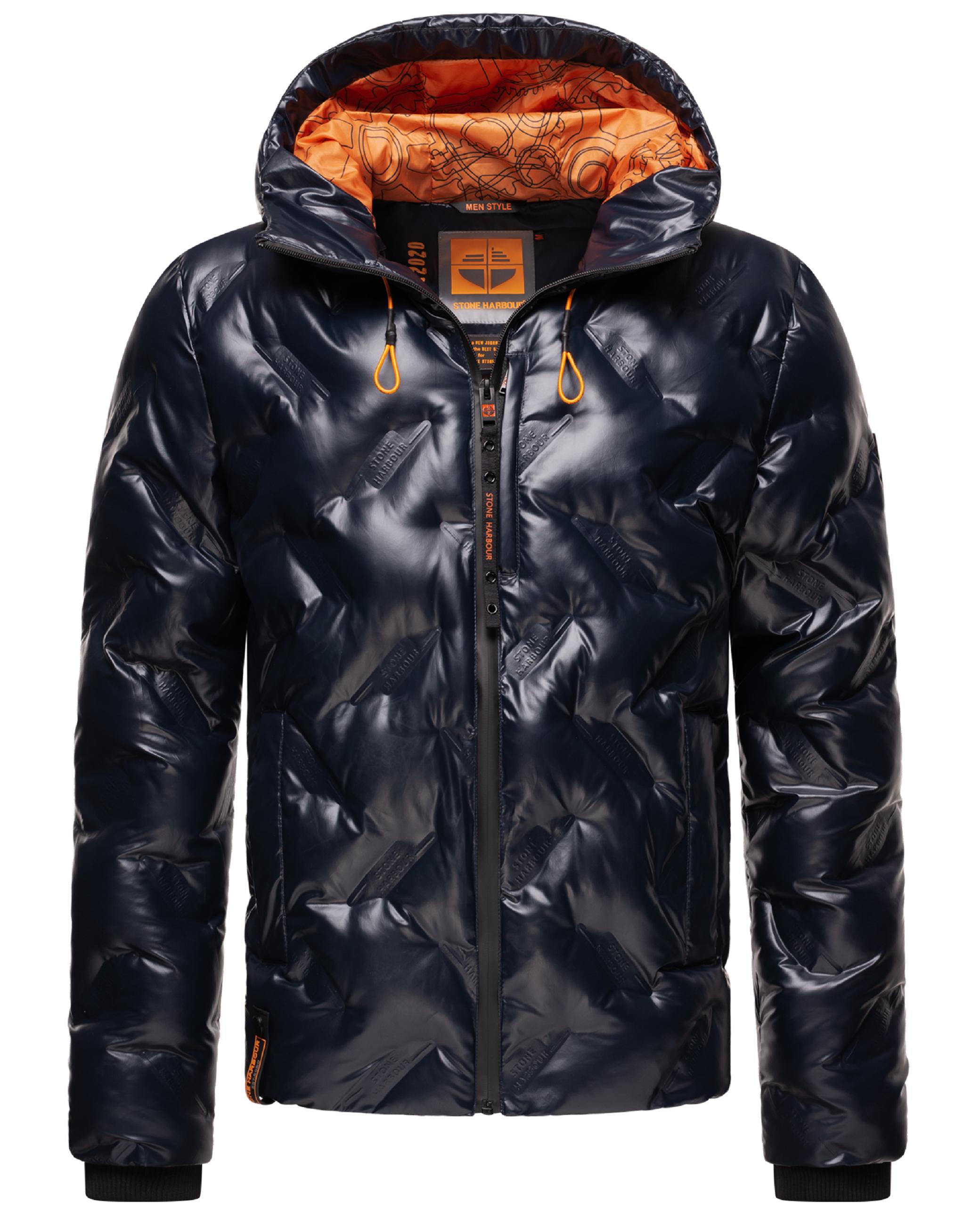 Glänzende Winterjacke mit Kapuze "Geroo" Navy