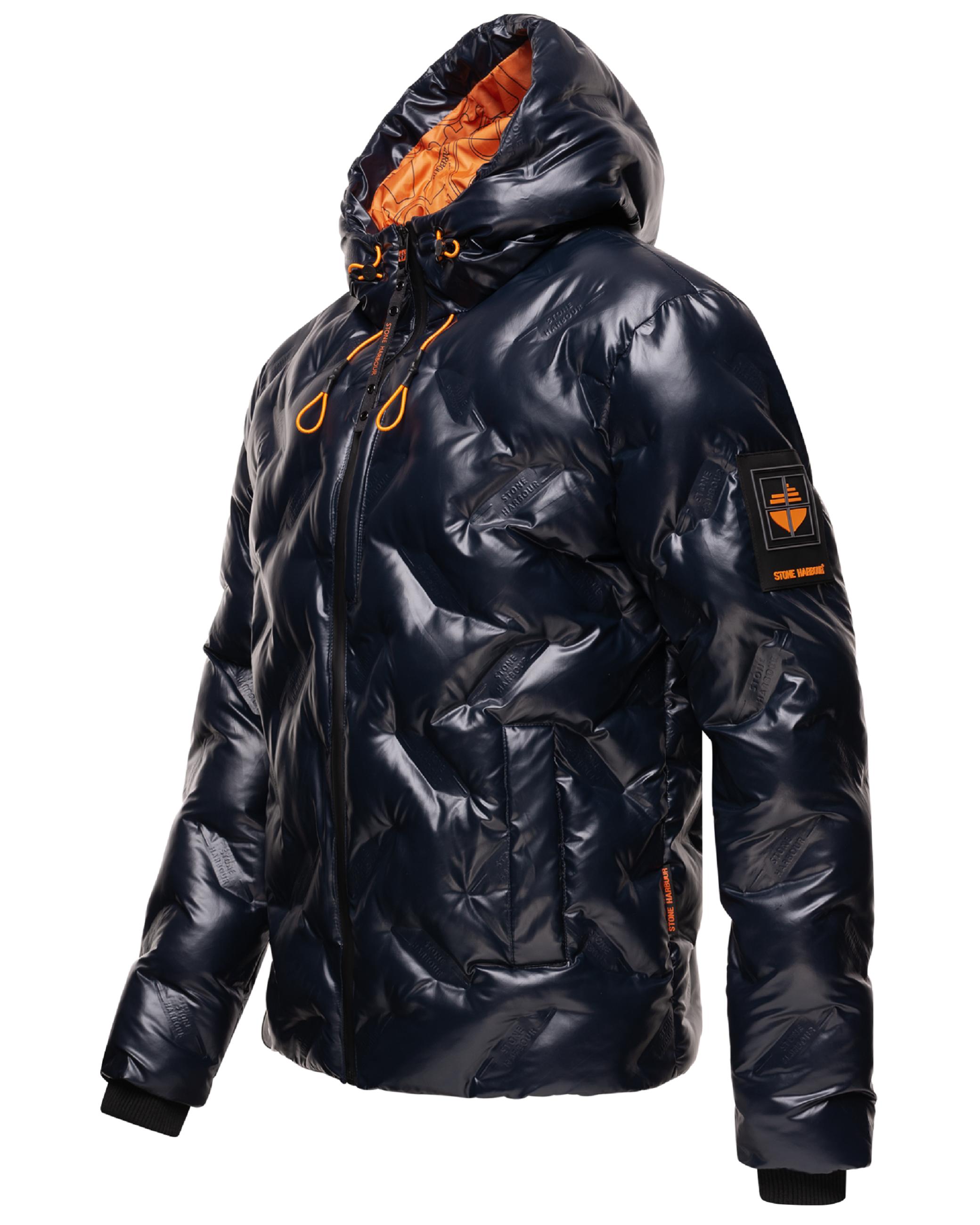 Glänzende Winterjacke mit Kapuze "Geroo" Navy