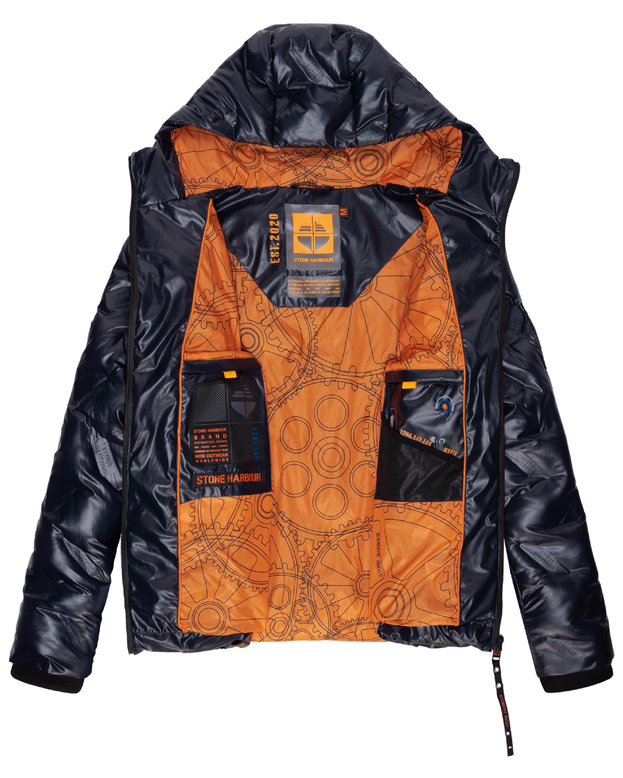 Glänzende Winterjacke mit Kapuze "Geroo" Navy