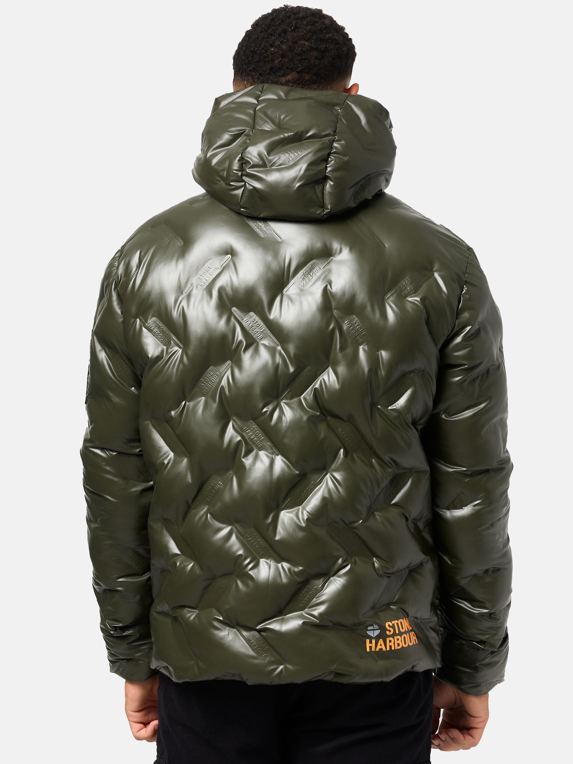 Glänzende Winterjacke mit Kapuze "Geroo" Olive