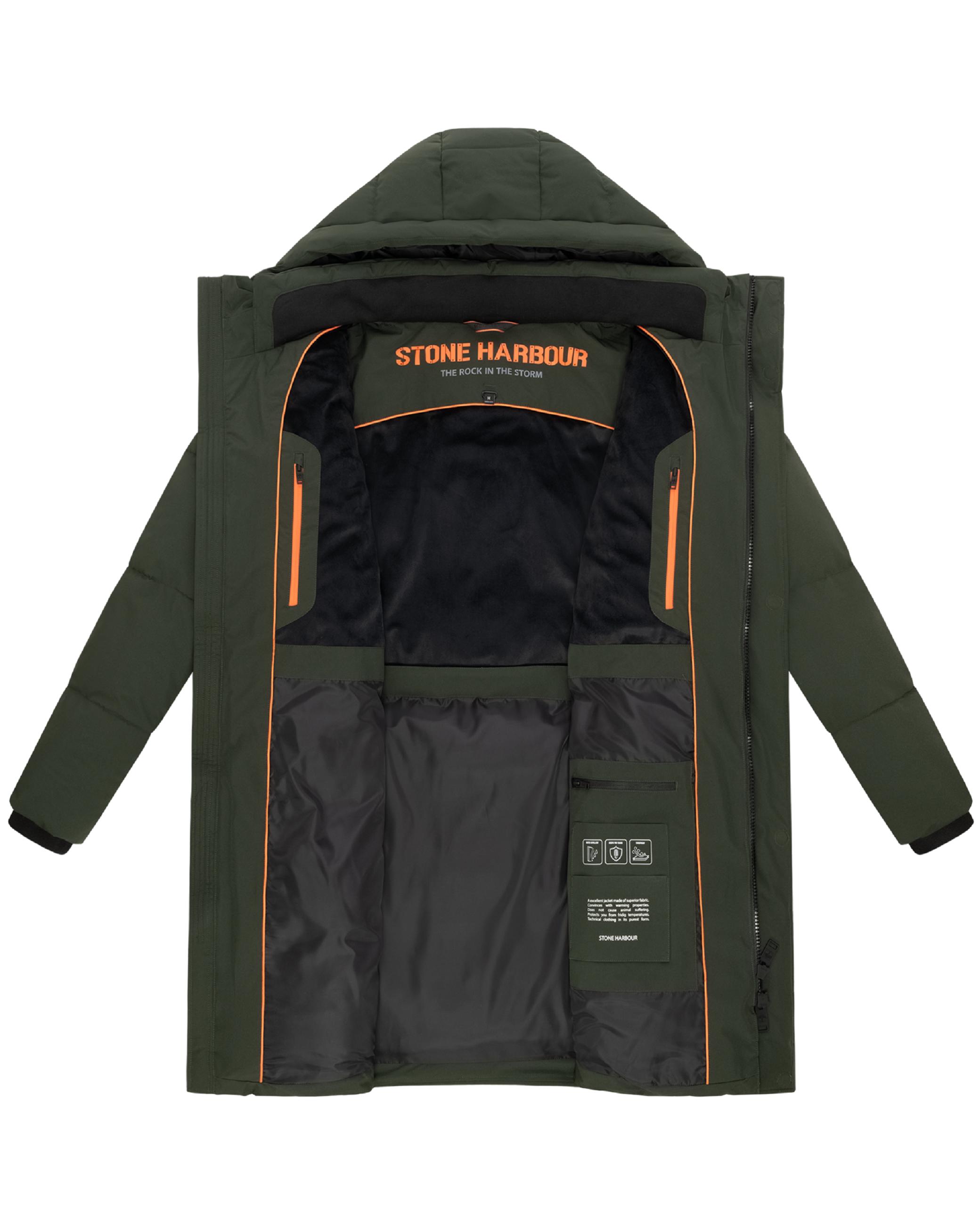 Winter Steppmantel mit Kapuze "Hadrieen XX" Dark Olive