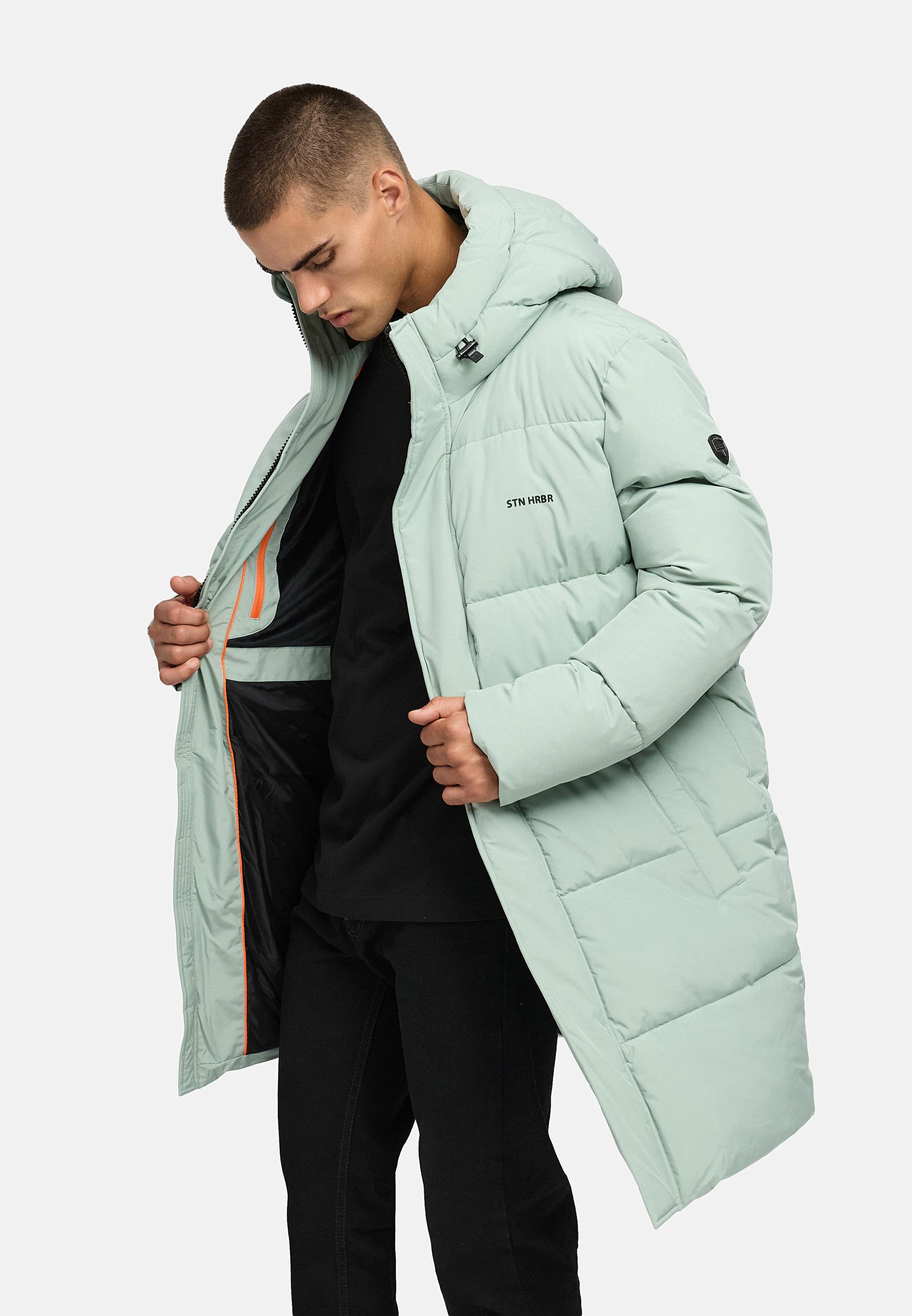 Winter Steppmantel mit Kapuze "Hadrieen XX" Ice Green