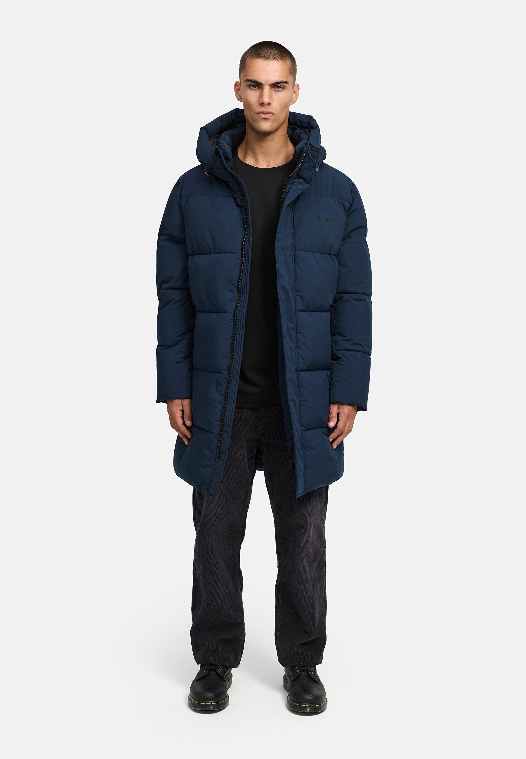 Winter Steppmantel mit Kapuze "Hadrieen XX" Navy