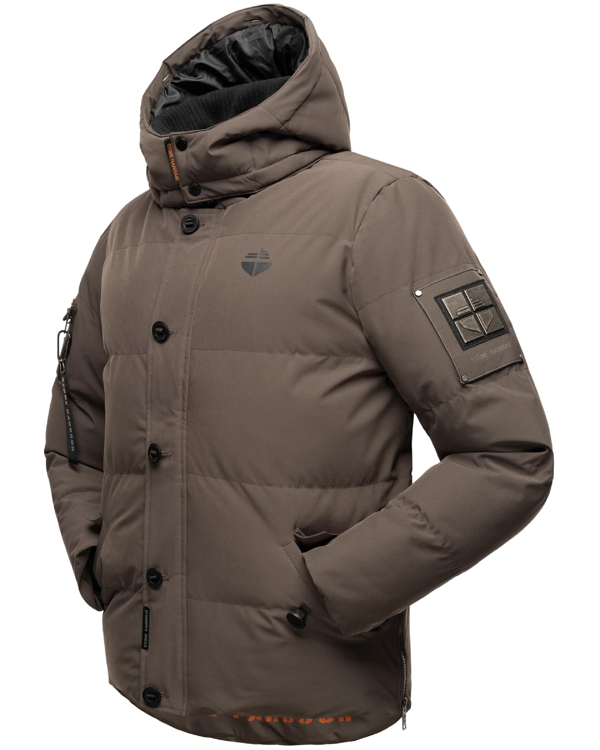 Winter Steppjacke mit abnehmbarer Kunstfell-Kapuze "Halvaar" Anthracite mit schwarzem Fell