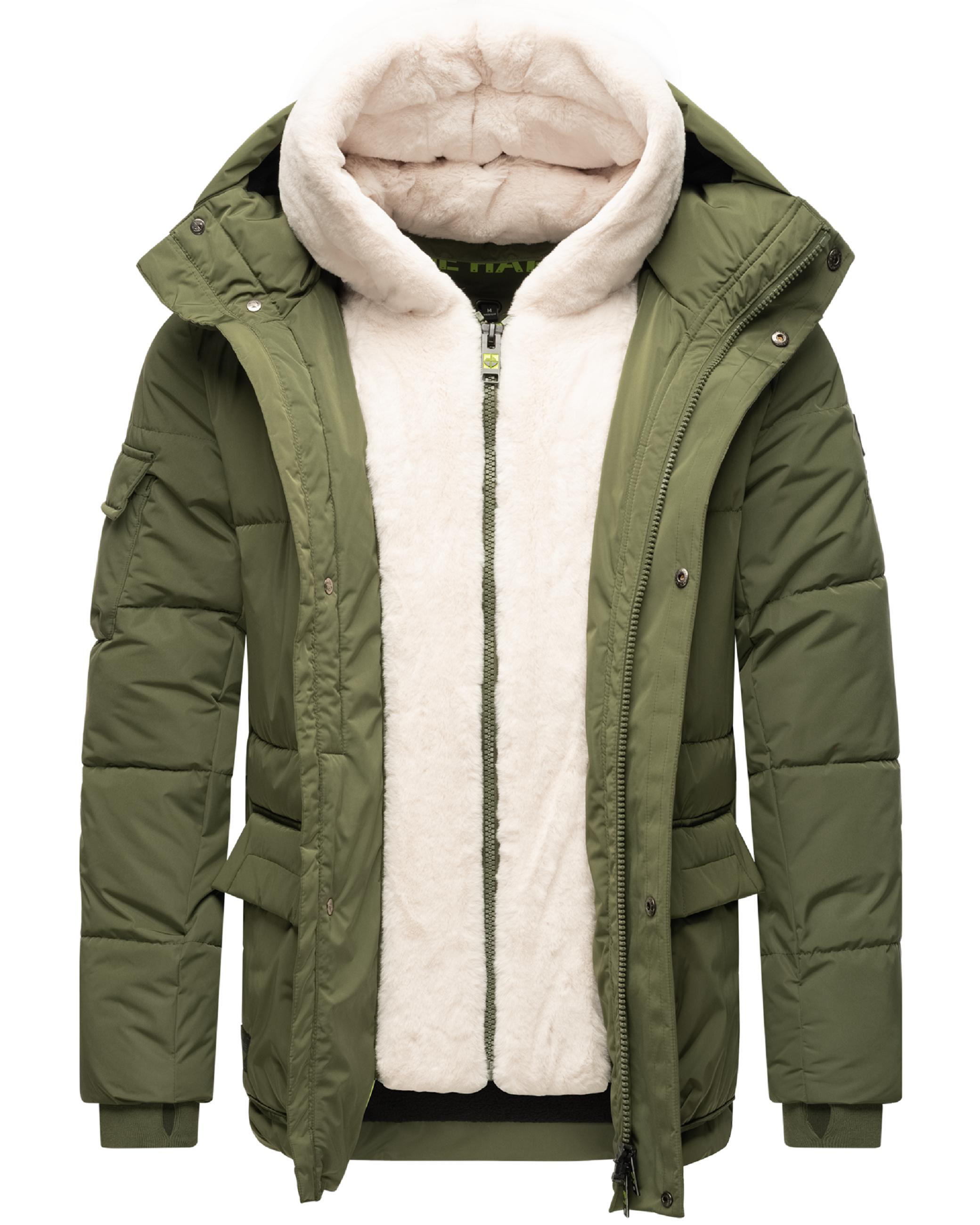 Steppjacke mit Kunstfell-Einsatz "Lauroo XX" Pine Olive