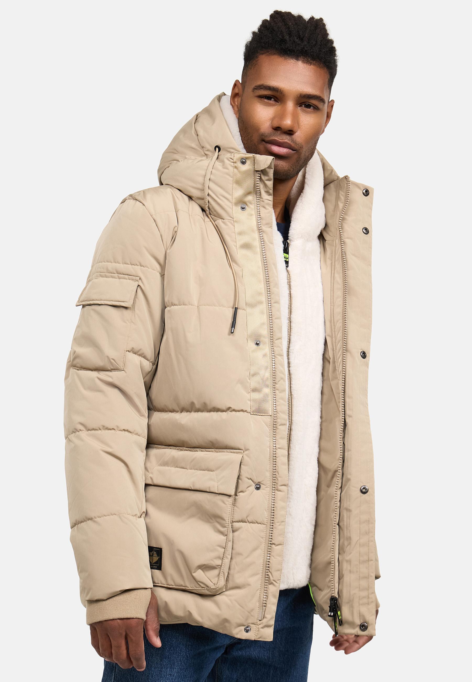 Steppjacke mit Kunstfell-Einsatz "Lauroo XX" Sand Beige