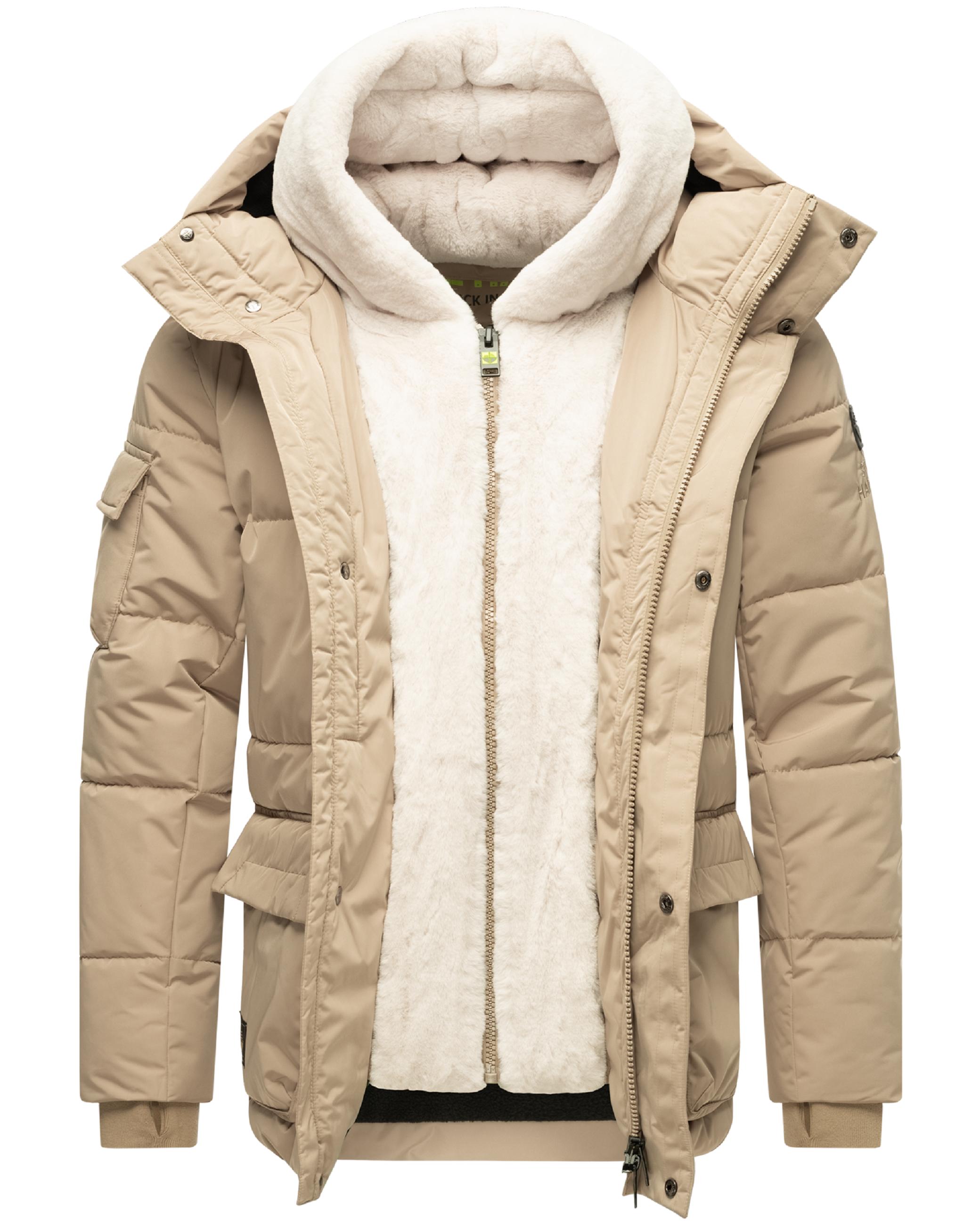 Steppjacke mit Kunstfell-Einsatz "Lauroo XX" Sand Beige