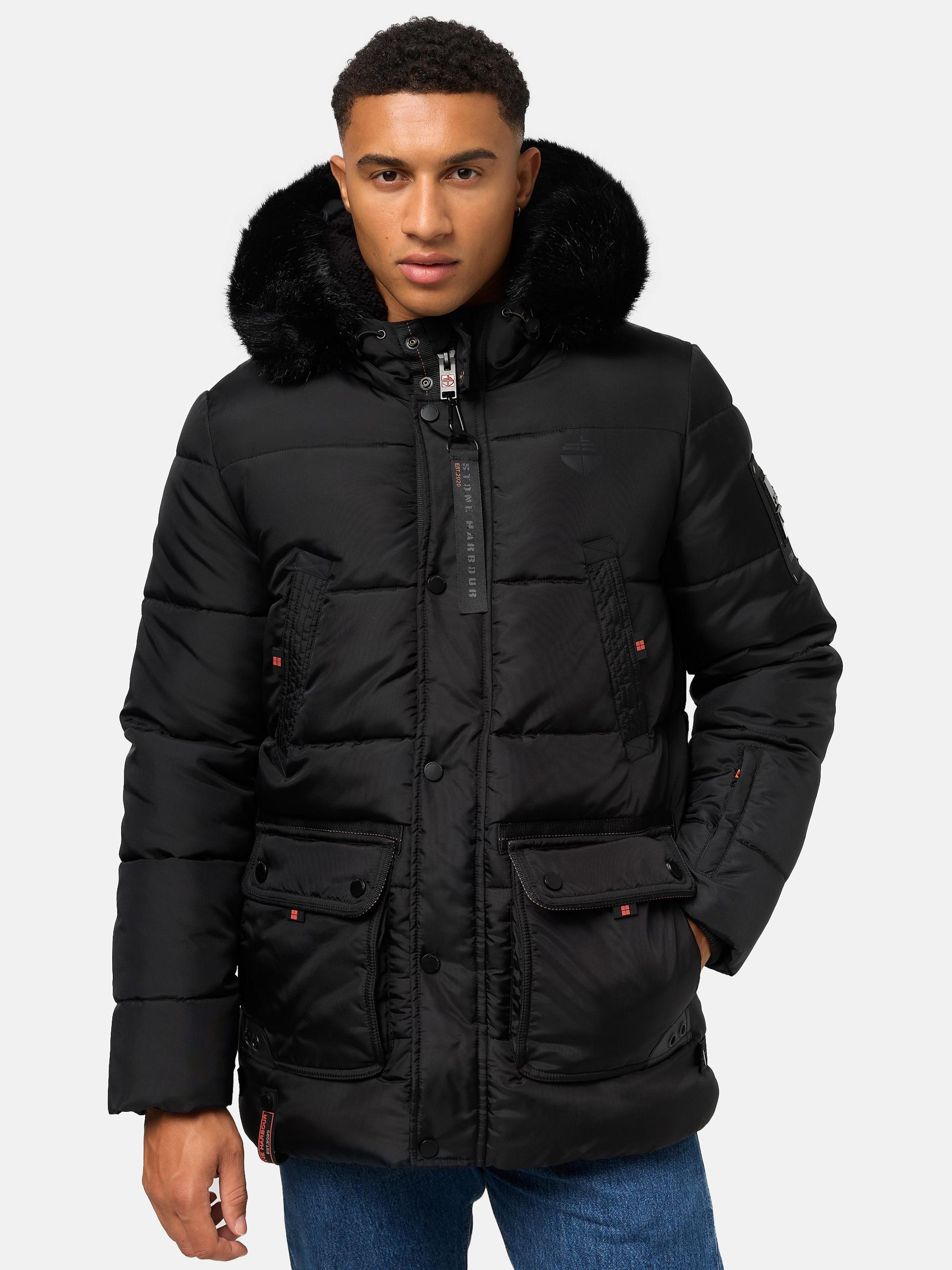 Winter Steppjacke mit abnehmbarer Kapuze "Mironoo" Black