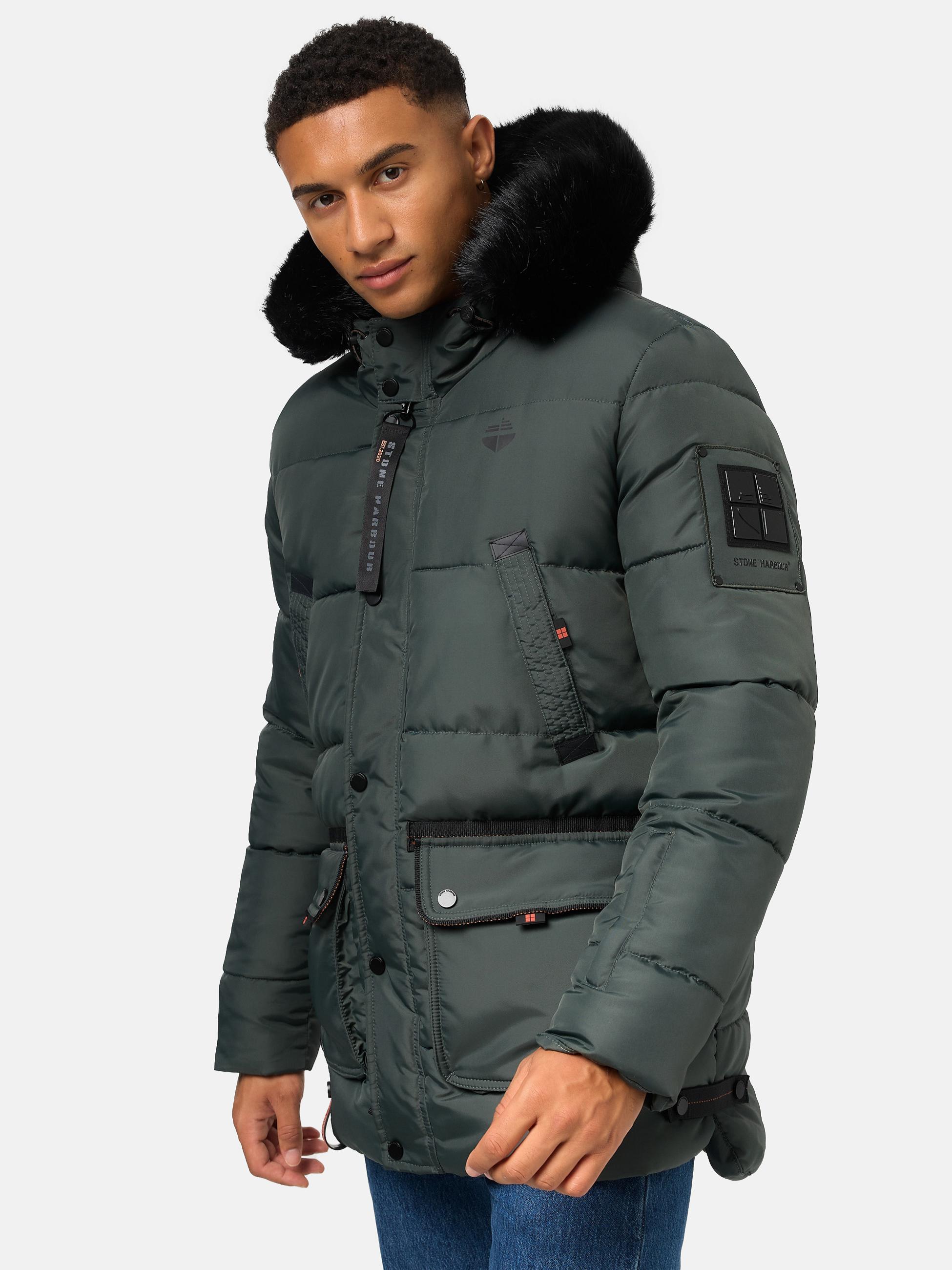 Winter Steppjacke mit abnehmbarer Kapuze "Mironoo" Stone Green