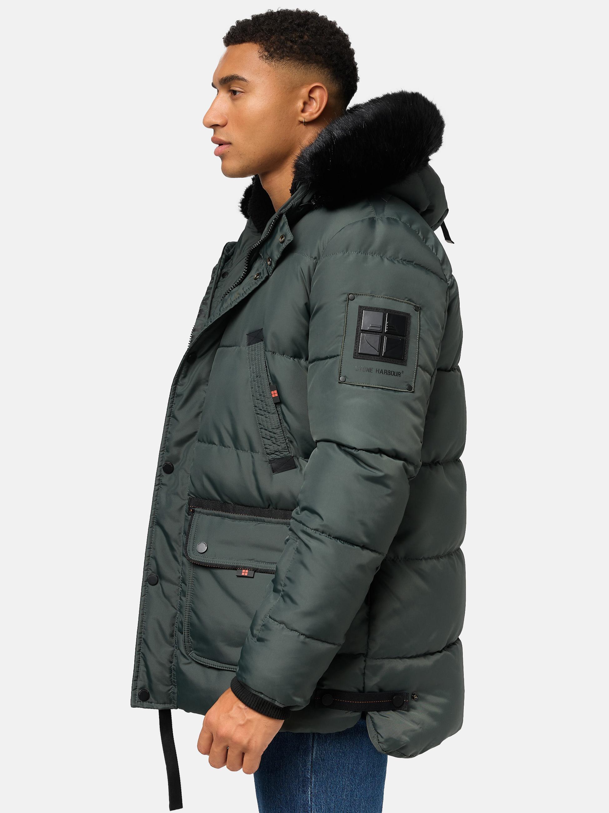 Winter Steppjacke mit abnehmbarer Kapuze "Mironoo" Stone Green