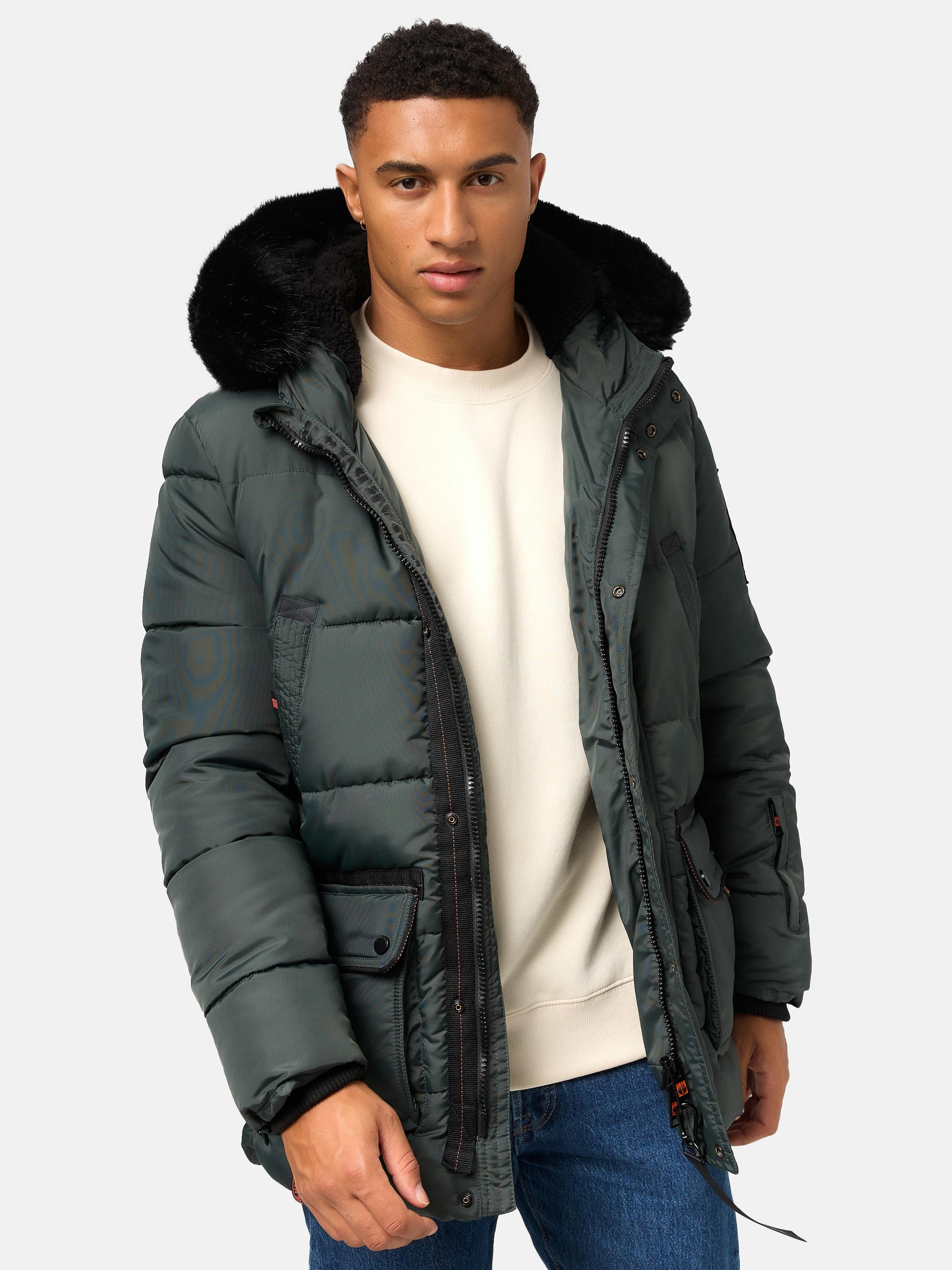 Winter Steppjacke mit abnehmbarer Kapuze "Mironoo" Stone Green