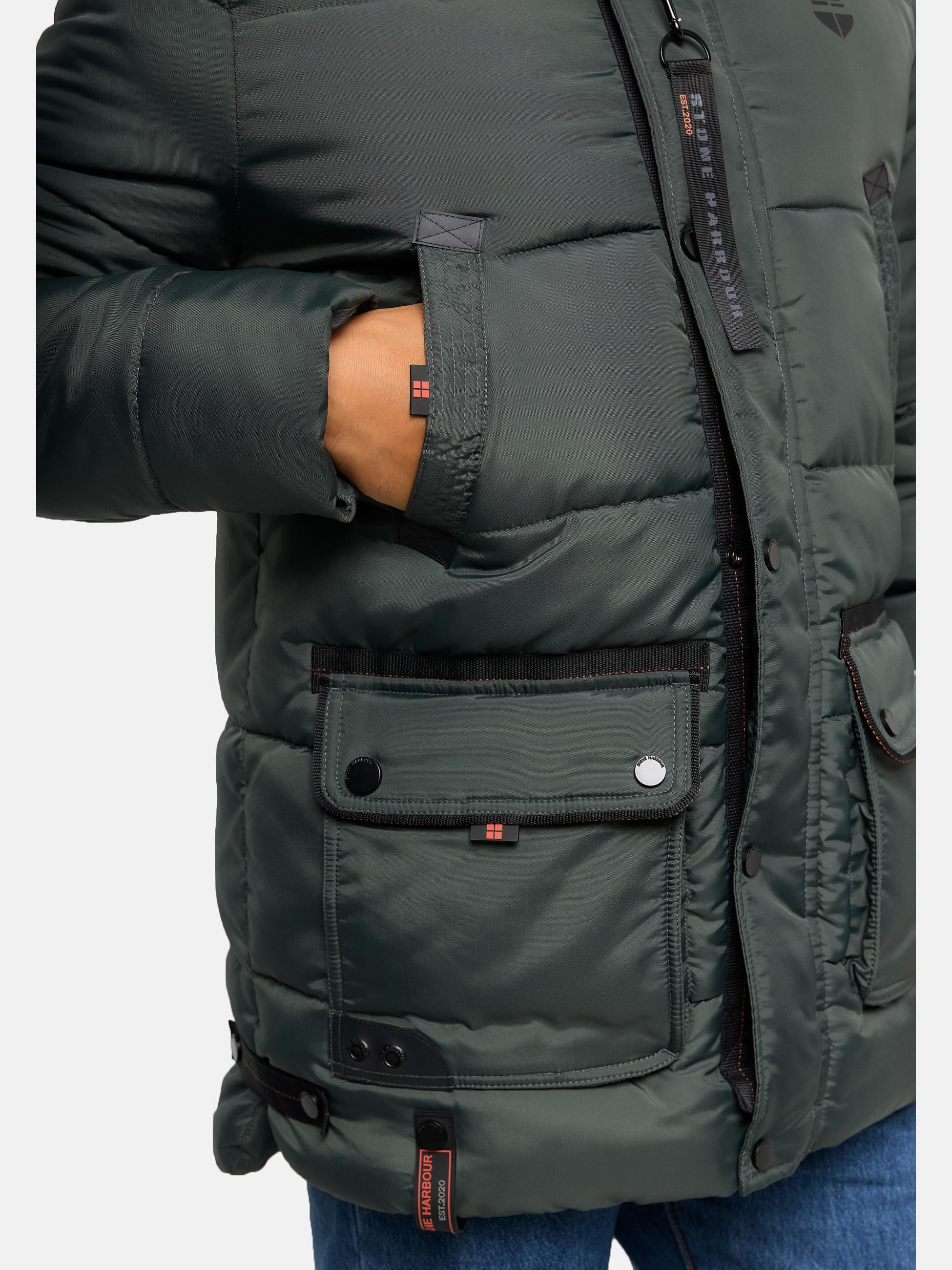 Winter Steppjacke mit abnehmbarer Kapuze "Mironoo" Stone Green