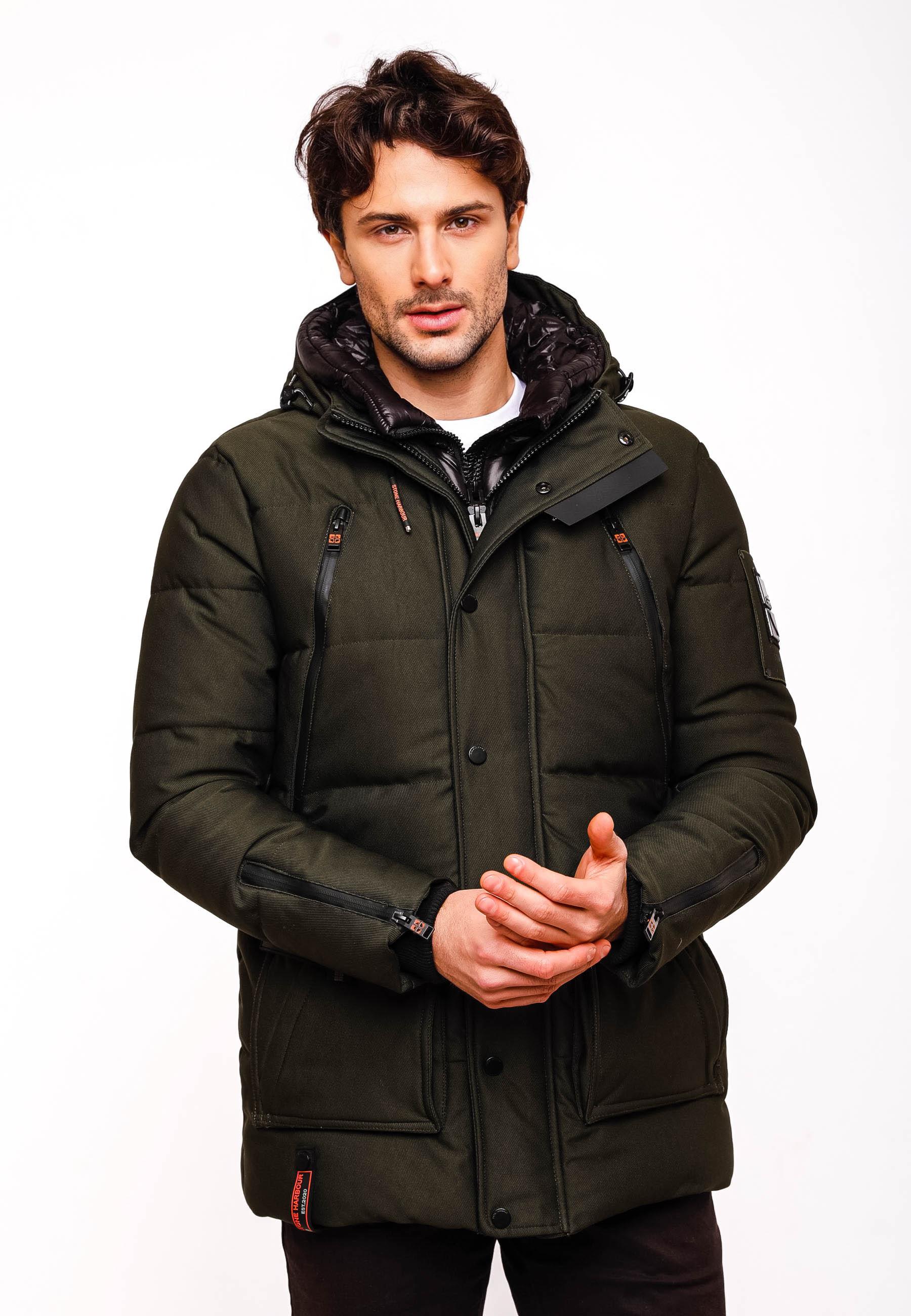 Kurzer Winterparka mit Kapuze "Mitjaa" Olive