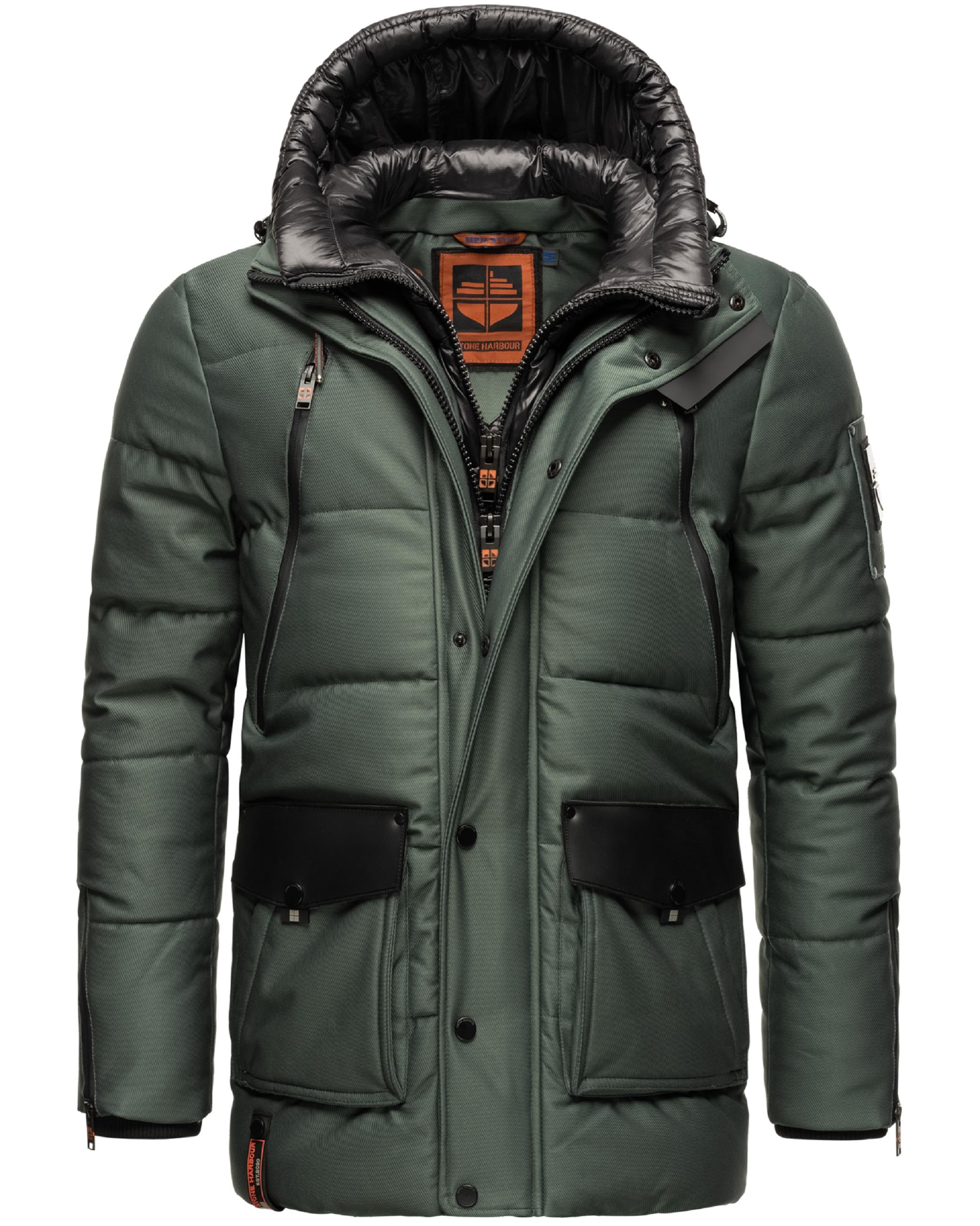 Kurzer Winterparka mit Kapuze "Mitjaa" Stone Green