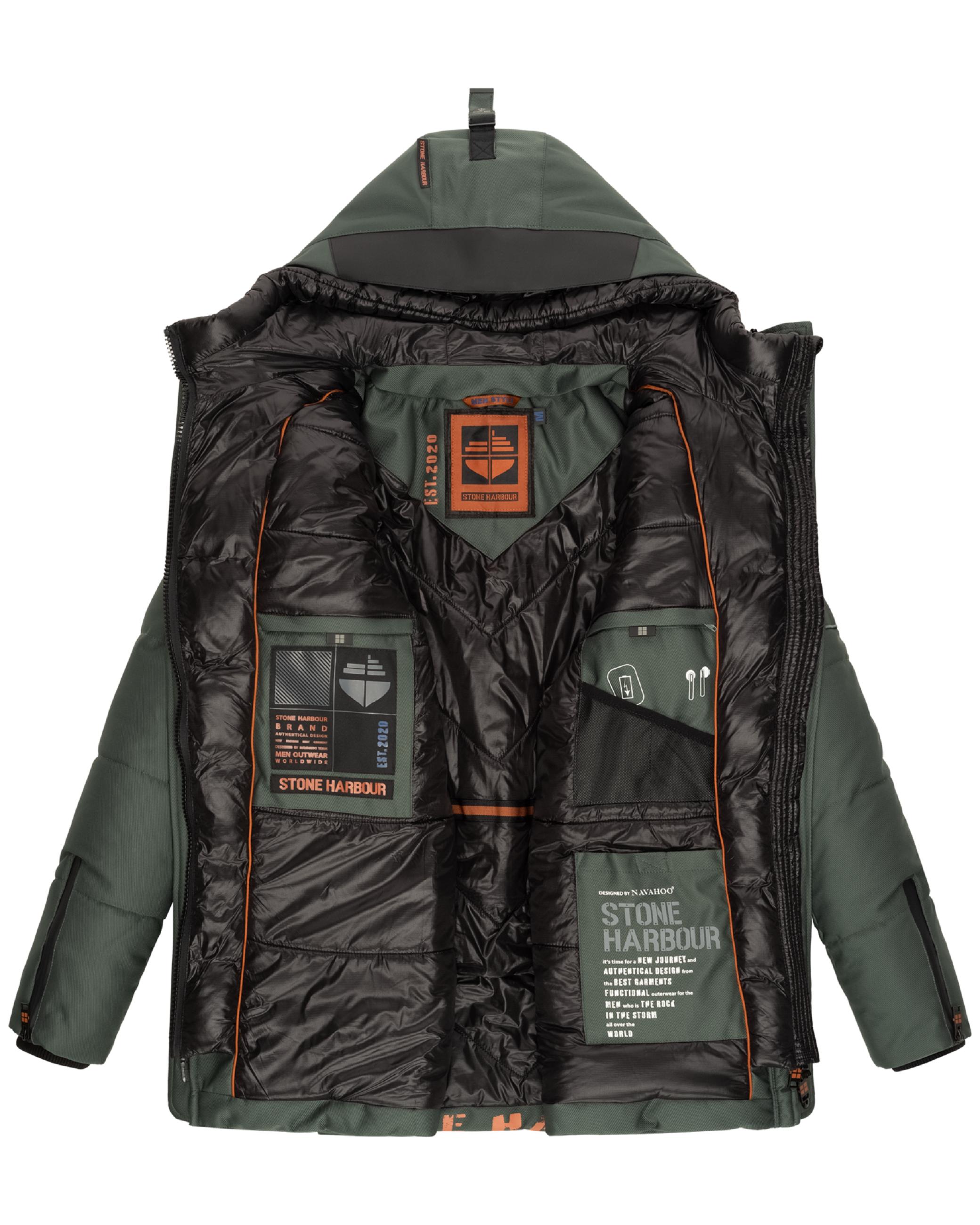 Kurzer Winterparka mit Kapuze "Mitjaa" Stone Green