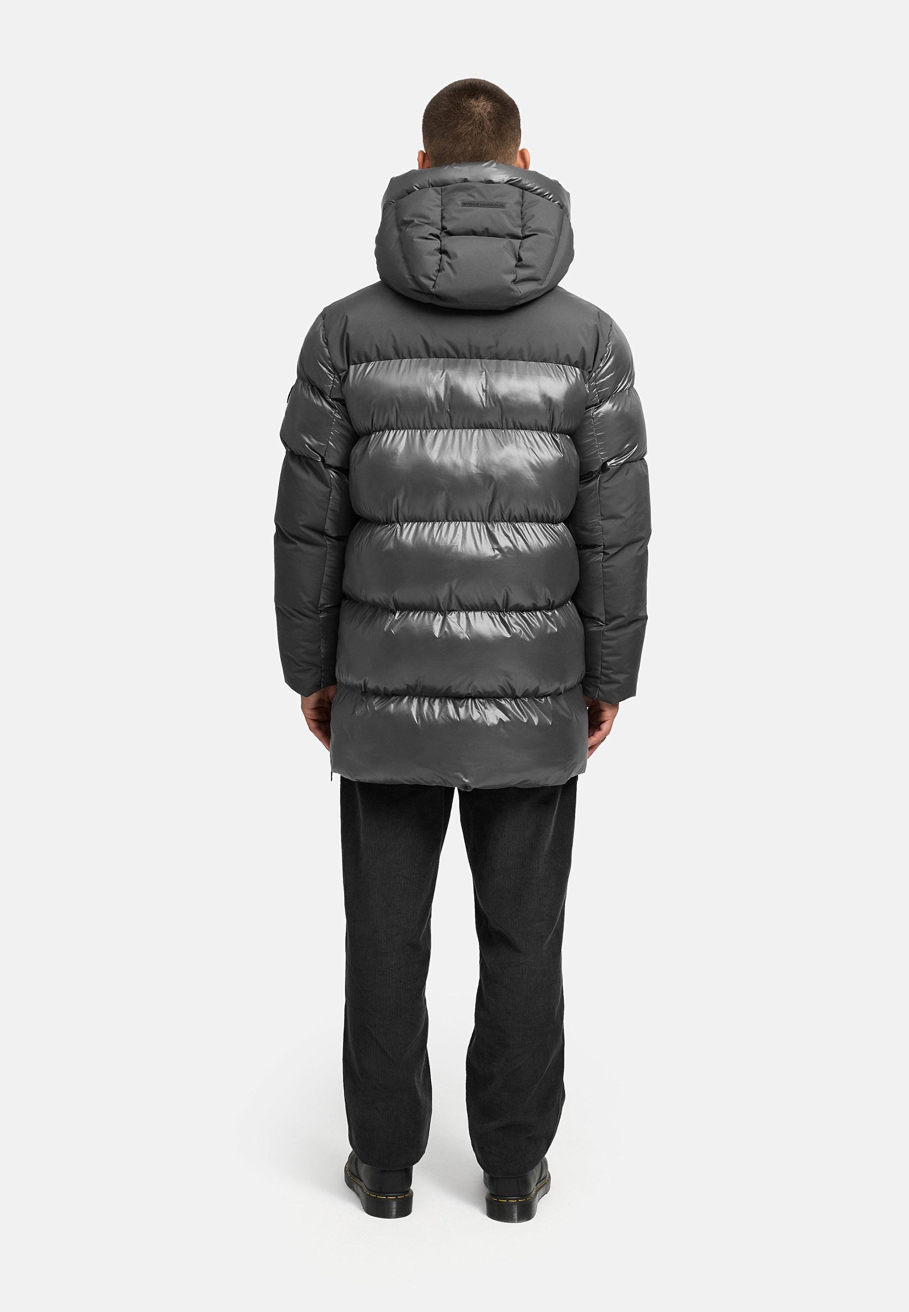STONE HARBOUR Herren Winter Steppmantel mit Kapuze "Nelioon XX" Anthracite