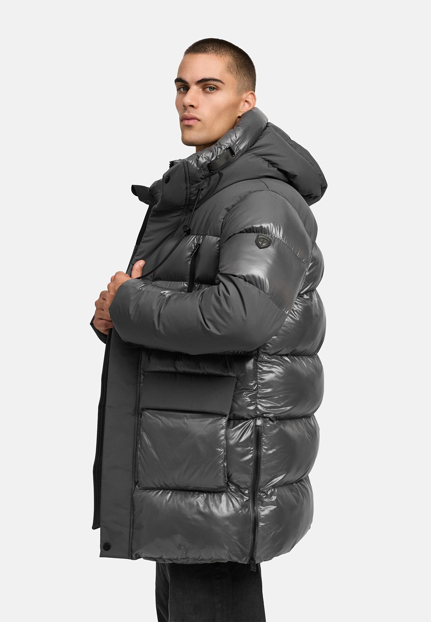 STONE HARBOUR Herren Winter Steppmantel mit Kapuze "Nelioon XX" Anthracite
