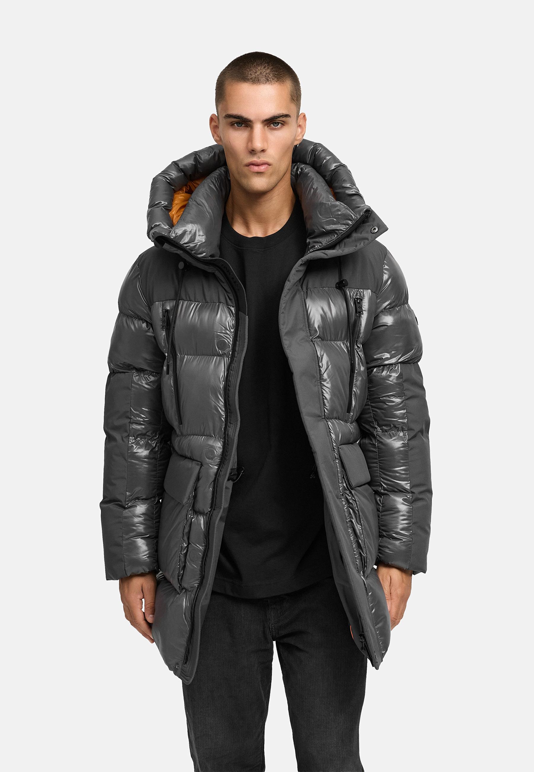 STONE HARBOUR Herren Winter Steppmantel mit Kapuze "Nelioon XX" Anthracite