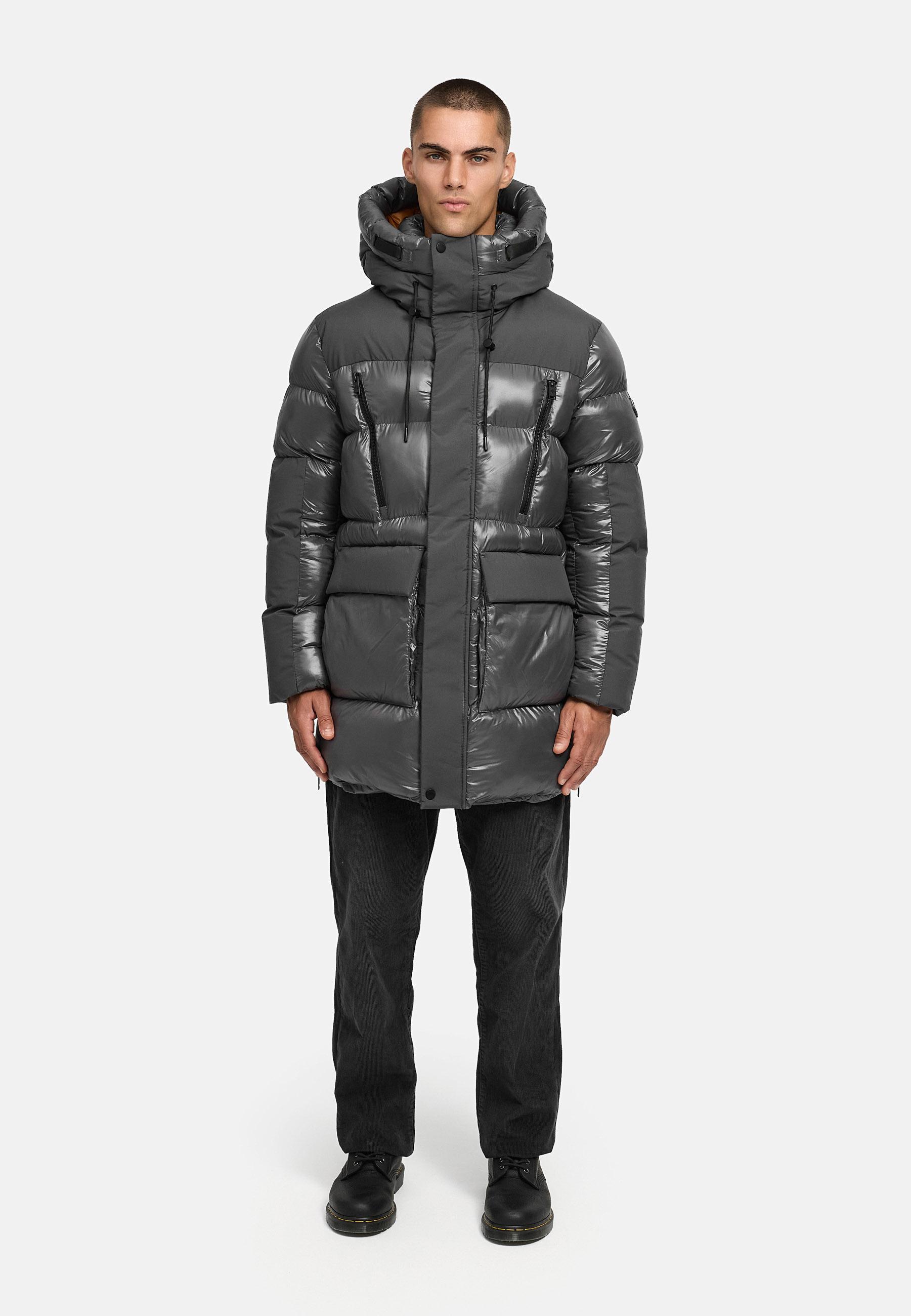 STONE HARBOUR Herren Winter Steppmantel mit Kapuze "Nelioon XX" Anthracite