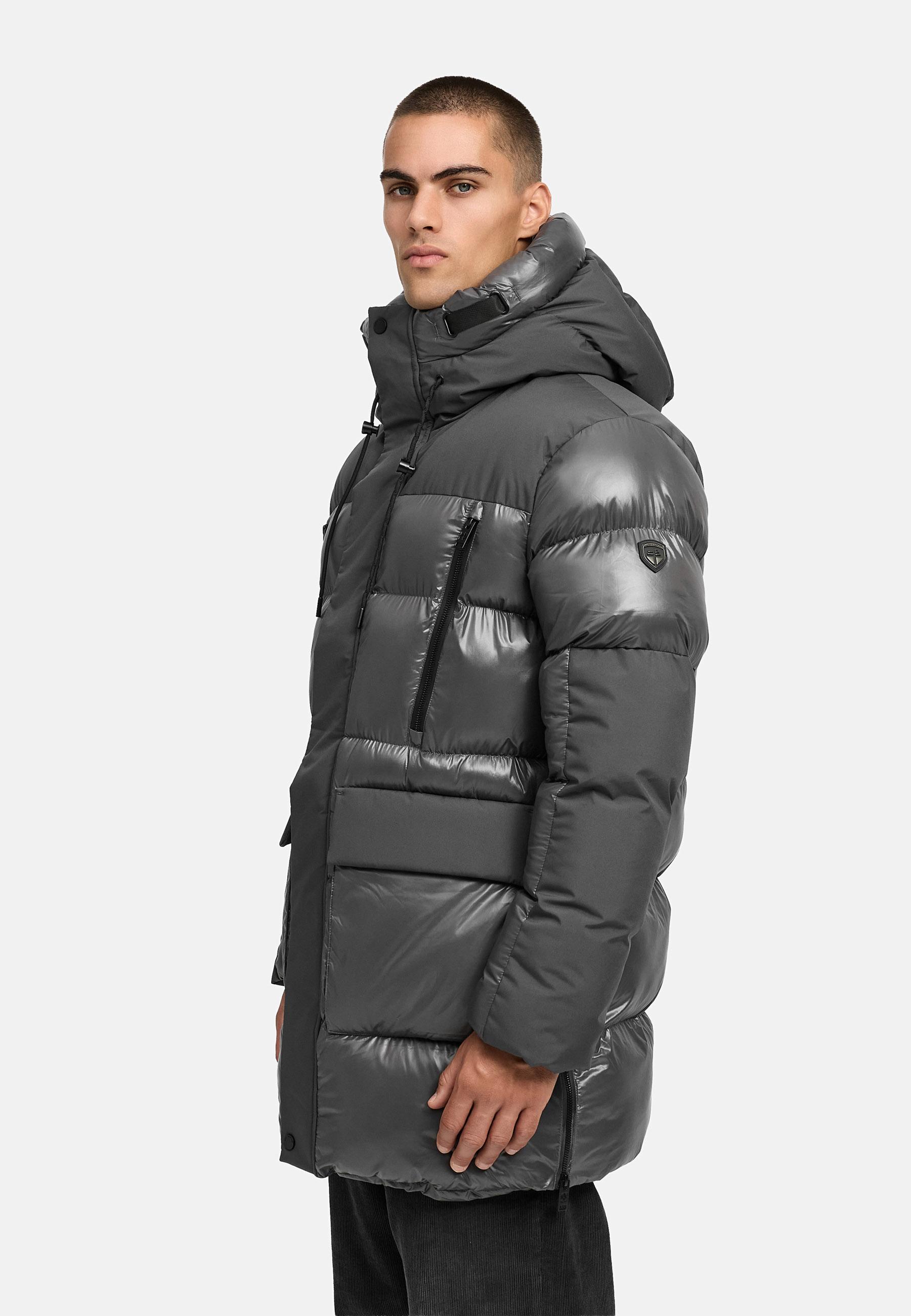 STONE HARBOUR Herren Winter Steppmantel mit Kapuze "Nelioon XX" Anthracite