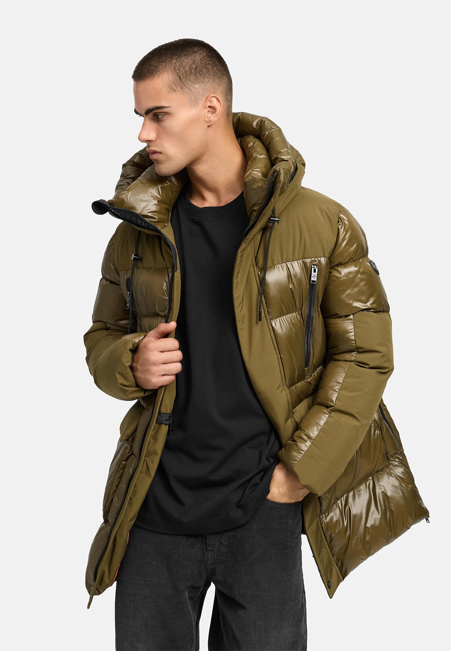 STONE HARBOUR Herren Winter Steppmantel mit Kapuze "Nelioon XX" Khaki