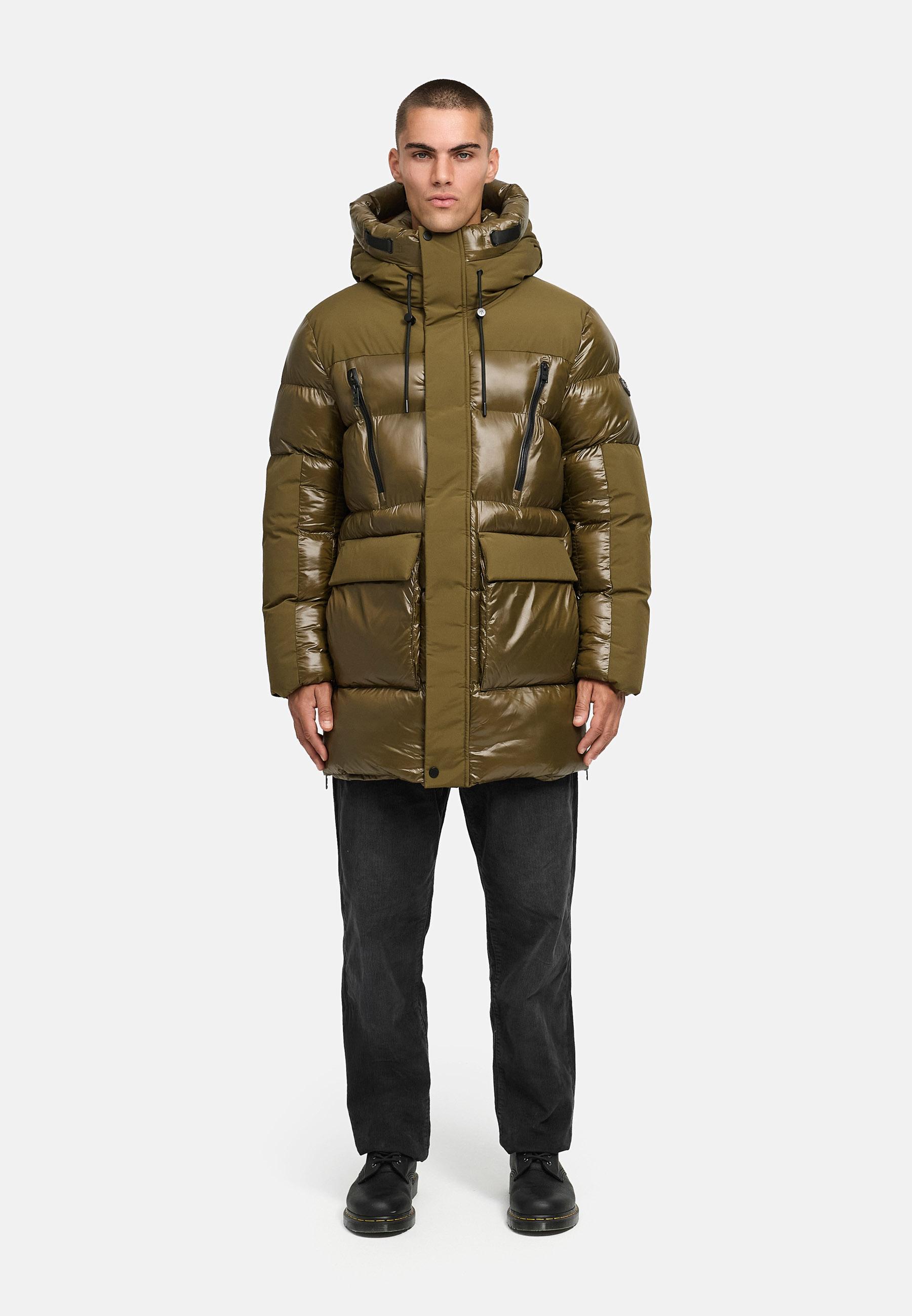 STONE HARBOUR Herren Winter Steppmantel mit Kapuze "Nelioon XX" Khaki