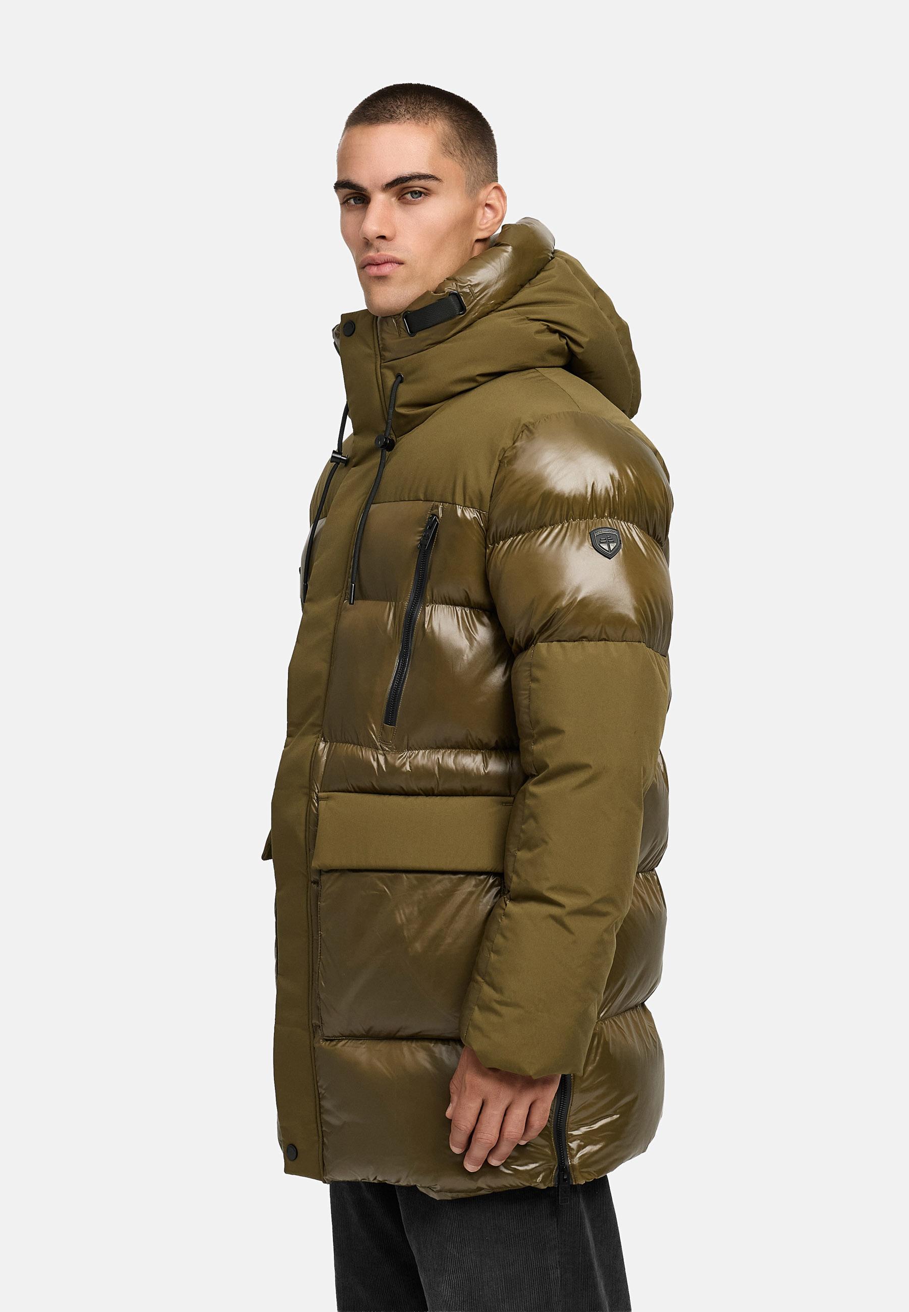 STONE HARBOUR Herren Winter Steppmantel mit Kapuze "Nelioon XX" Khaki