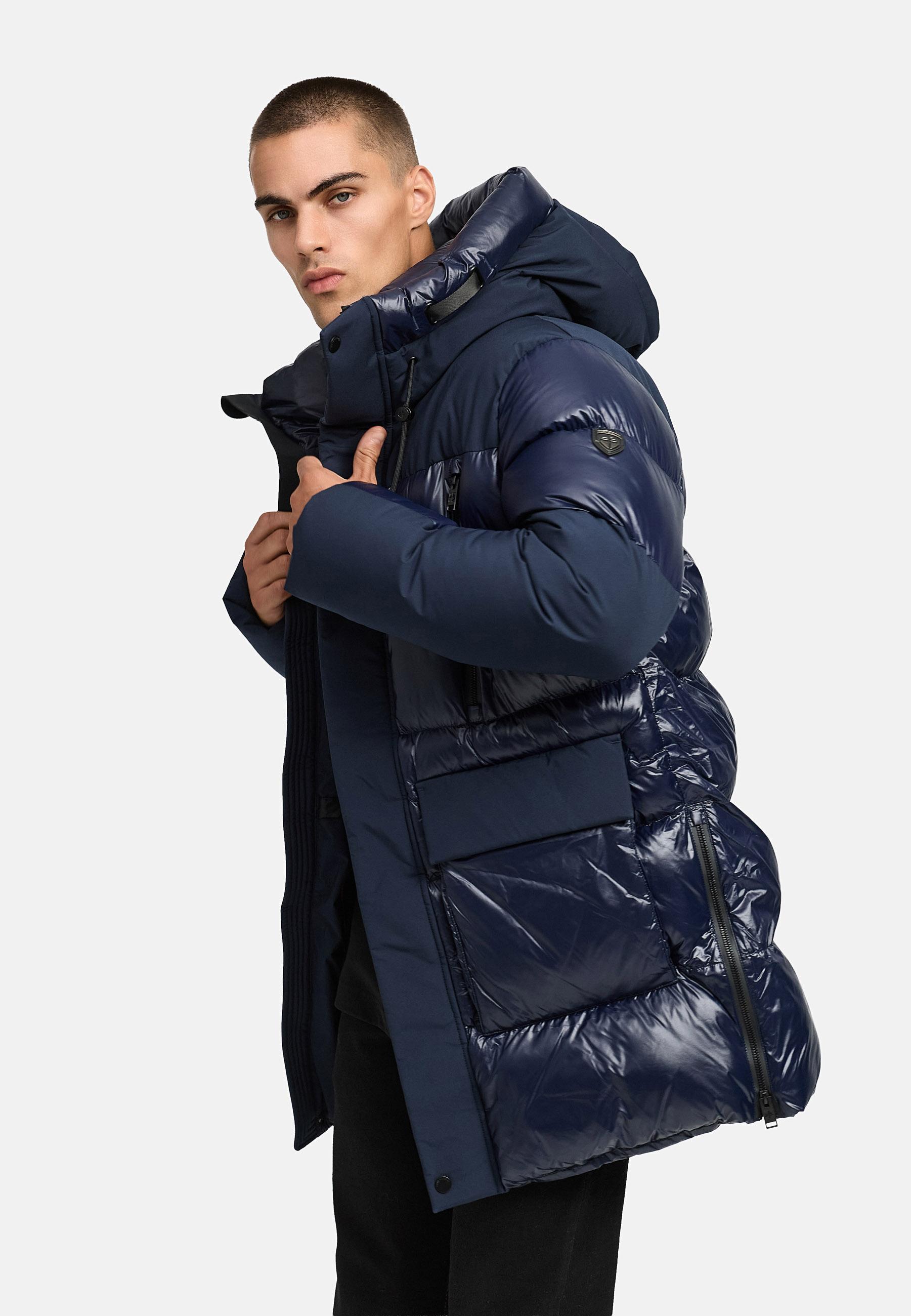 STONE HARBOUR Herren Winter Steppmantel mit Kapuze "Nelioon XX" Navy