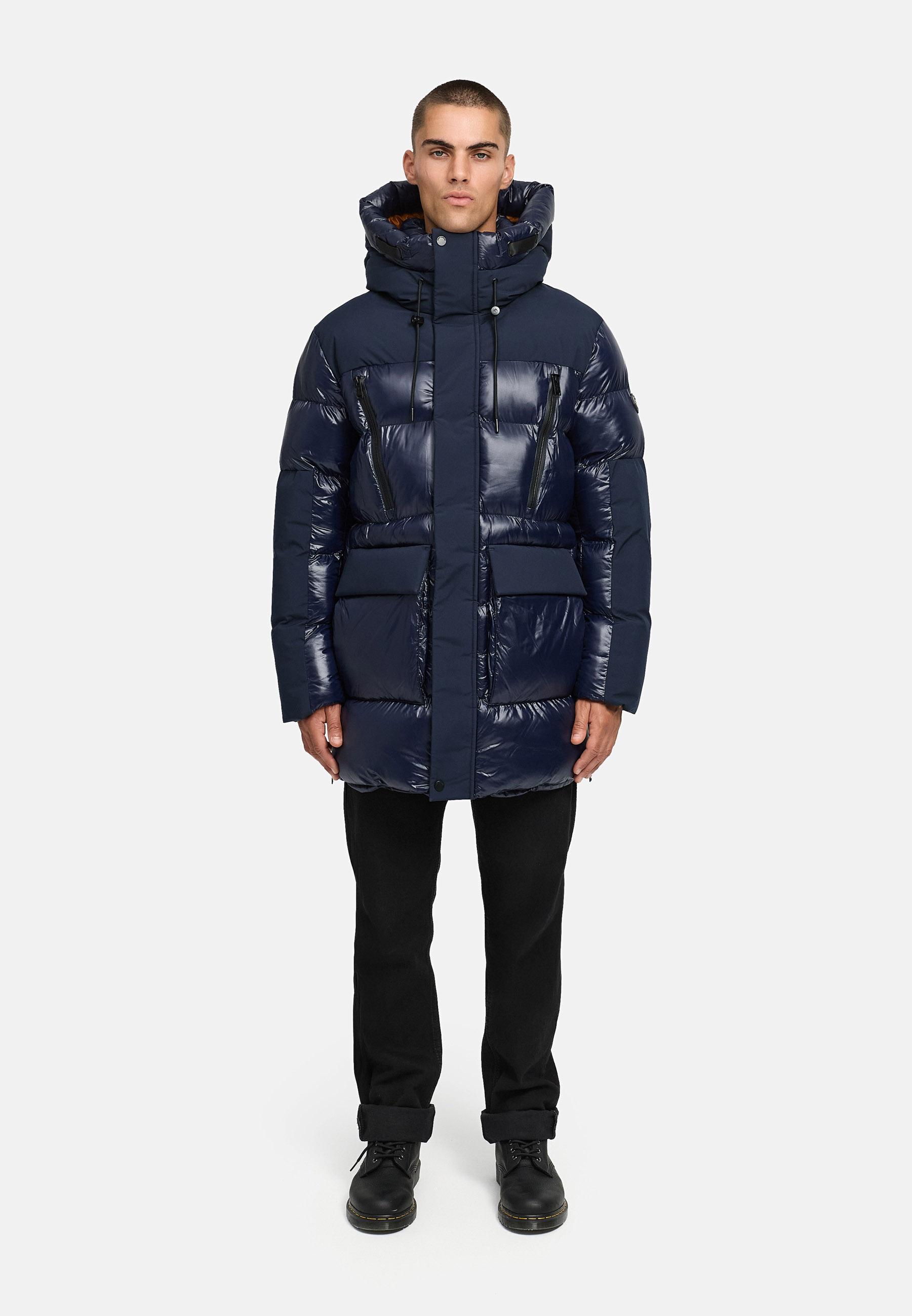 STONE HARBOUR Herren Winter Steppmantel mit Kapuze "Nelioon XX" Navy