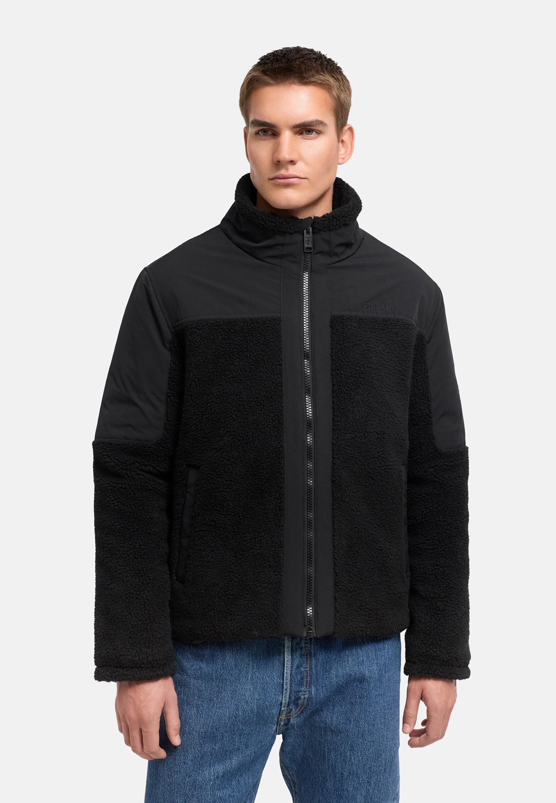 Materialmix Jacke mit Teddyfleece "Riveen XX" Black