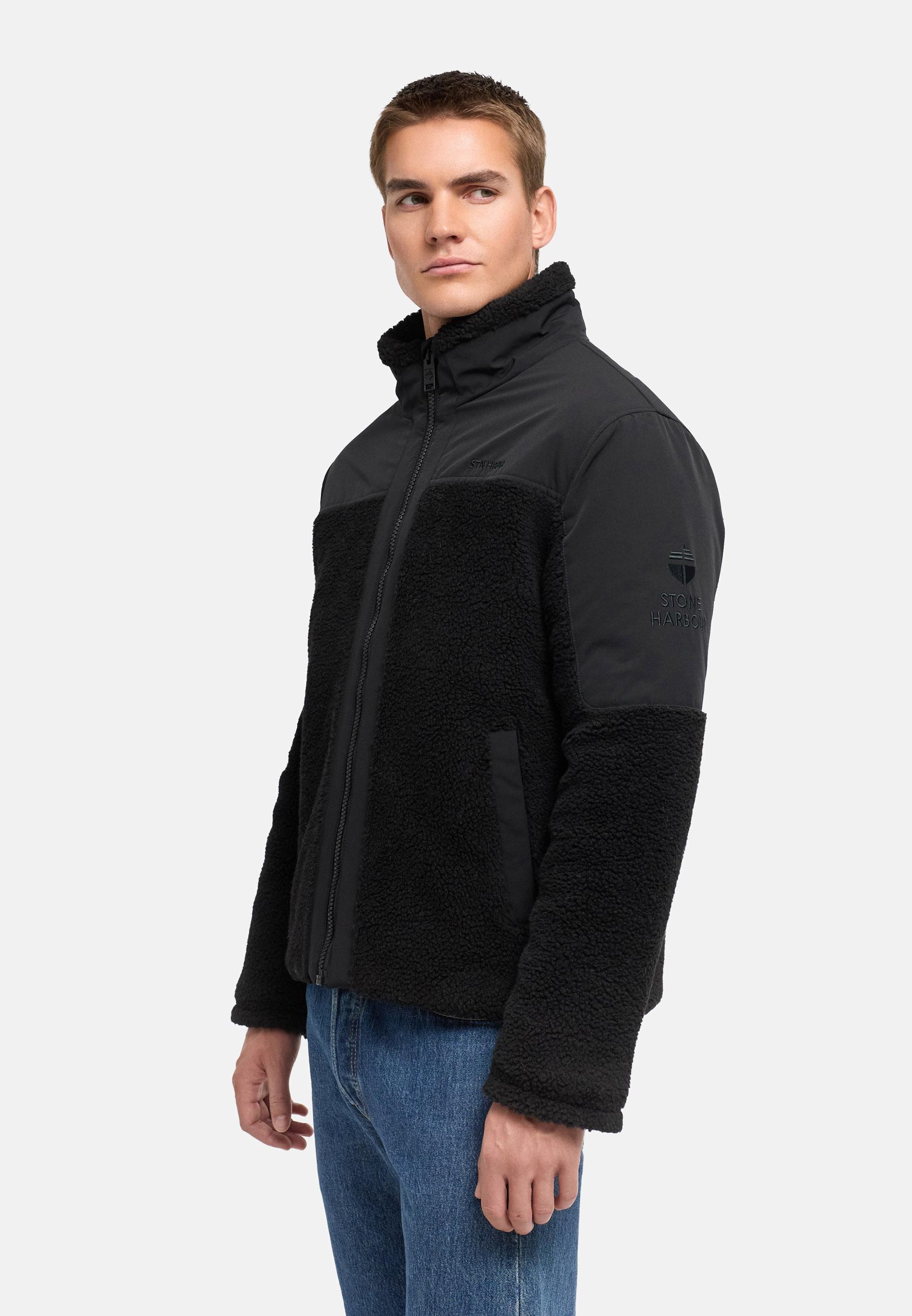 Materialmix Jacke mit Teddyfleece "Riveen XX" Black