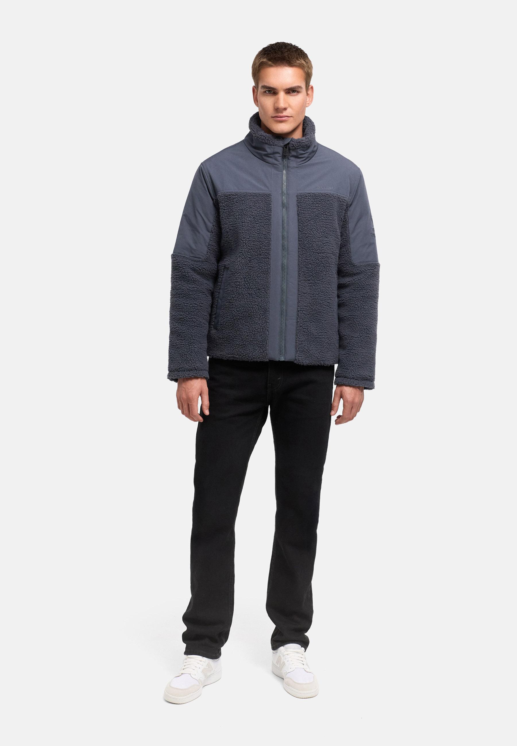 Materialmix Jacke mit Teddyfleece "Riveen XX" Blue Grey