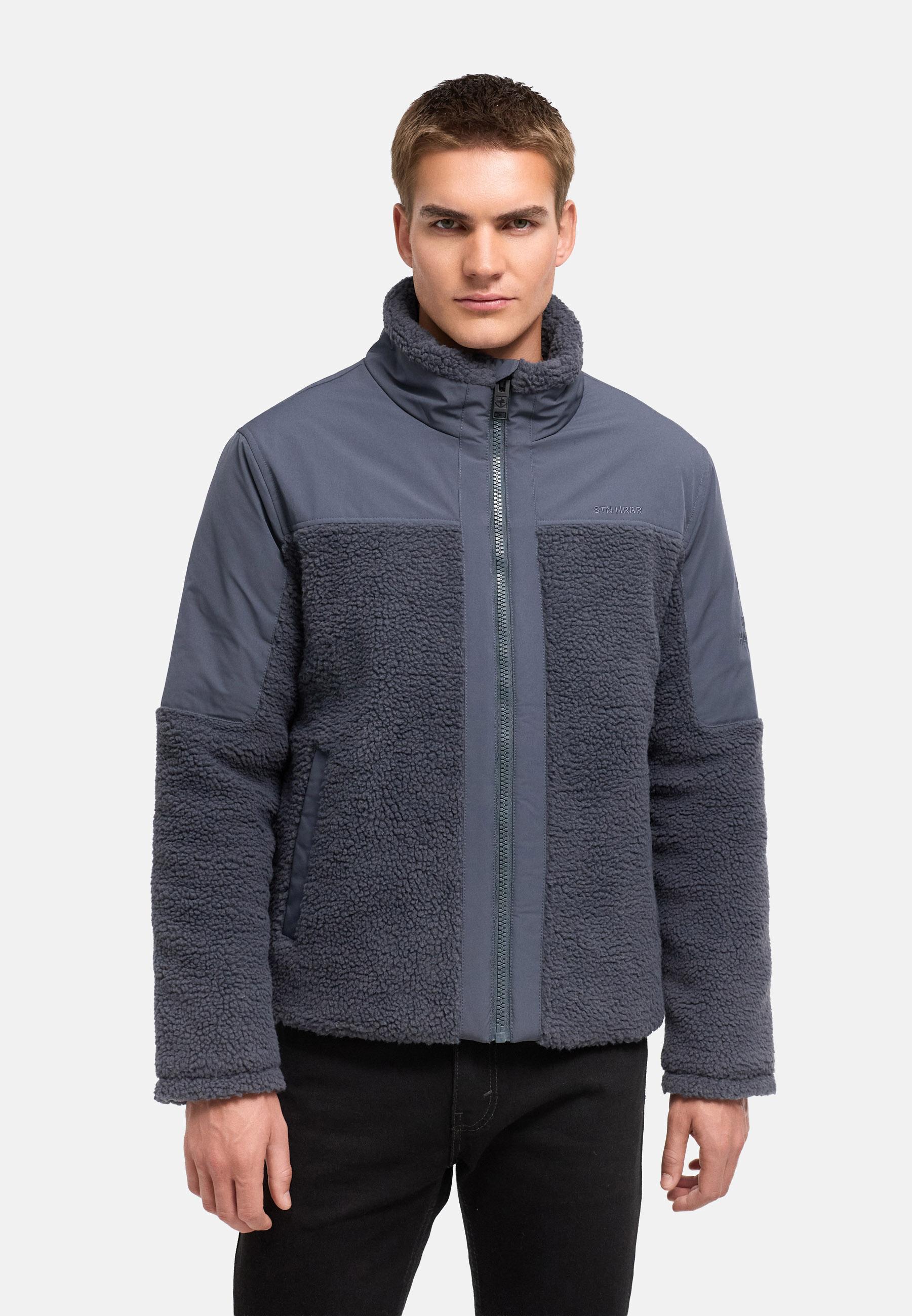 Materialmix Jacke mit Teddyfleece "Riveen XX" Blue Grey