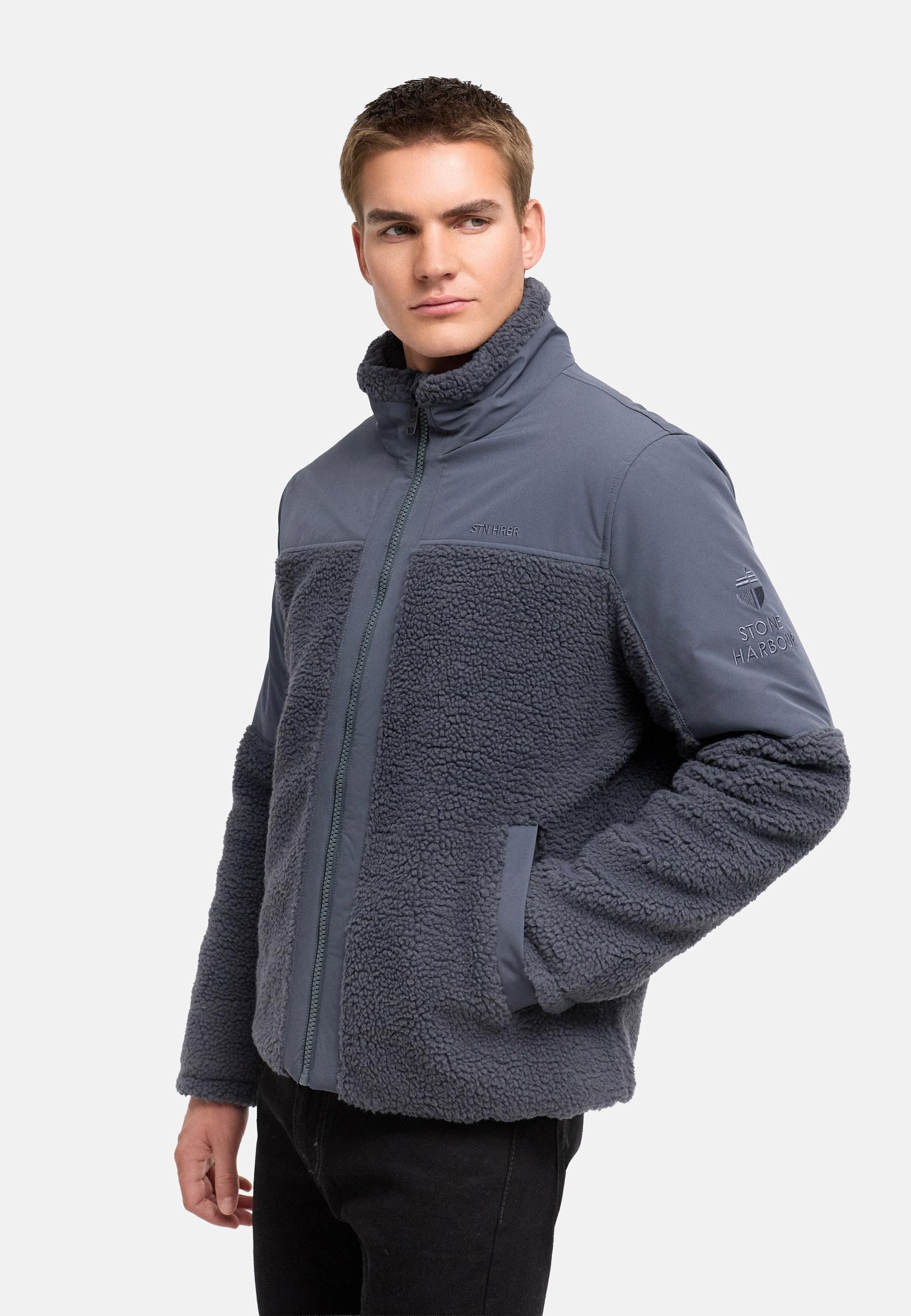 Materialmix Jacke mit Teddyfleece "Riveen XX" Blue Grey